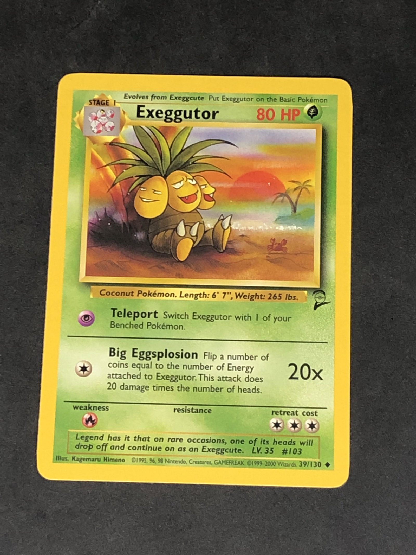 Vintage Base Set 2 Exeggcutor Pokemon Card: Vintage Base Set 2 Exeggcutor Pokemon Card