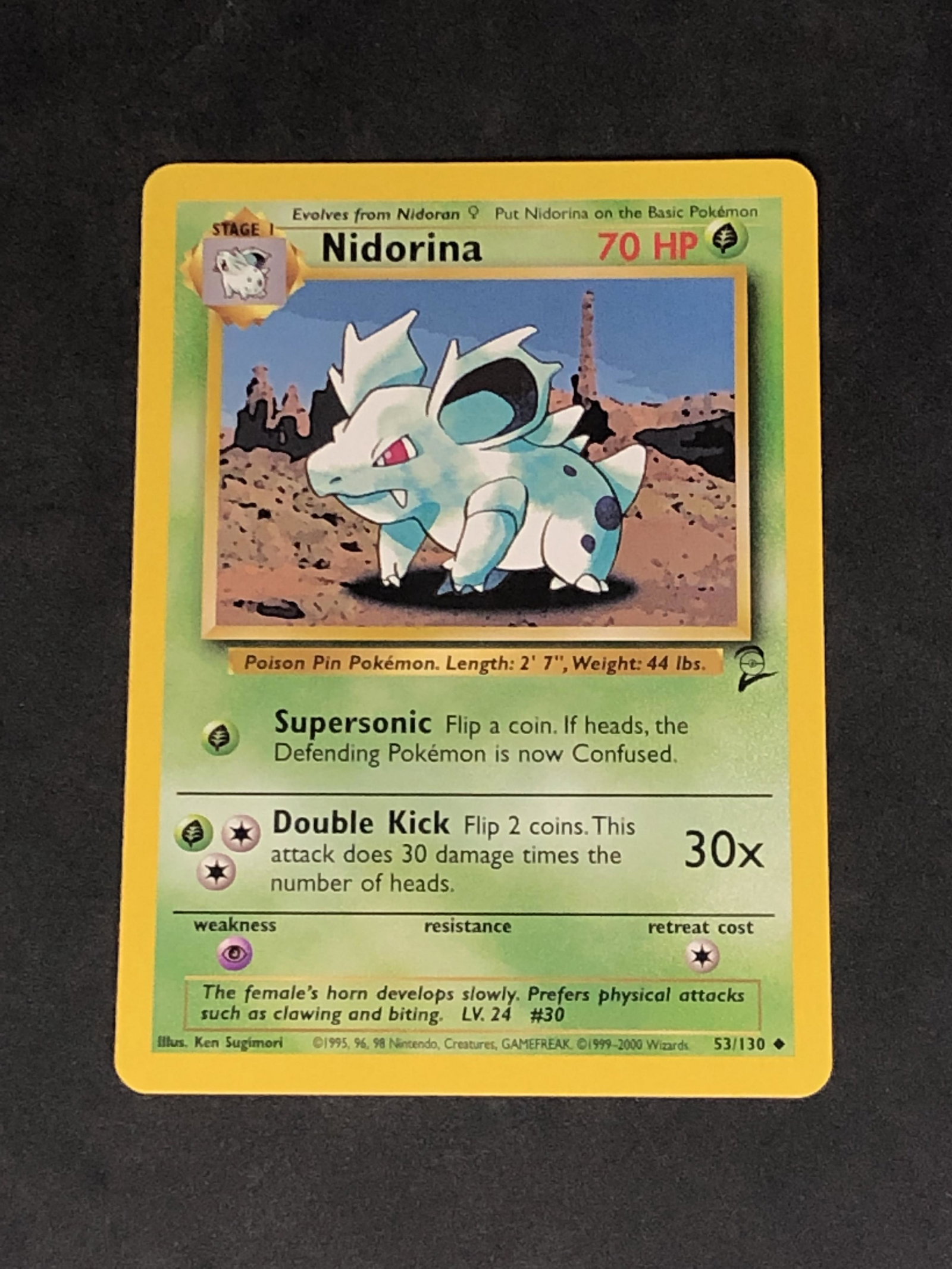 Vintage Base Set 2 Nidorina Pokemon Card: Vintage Base Set 2 Nidorina Pokemon Card