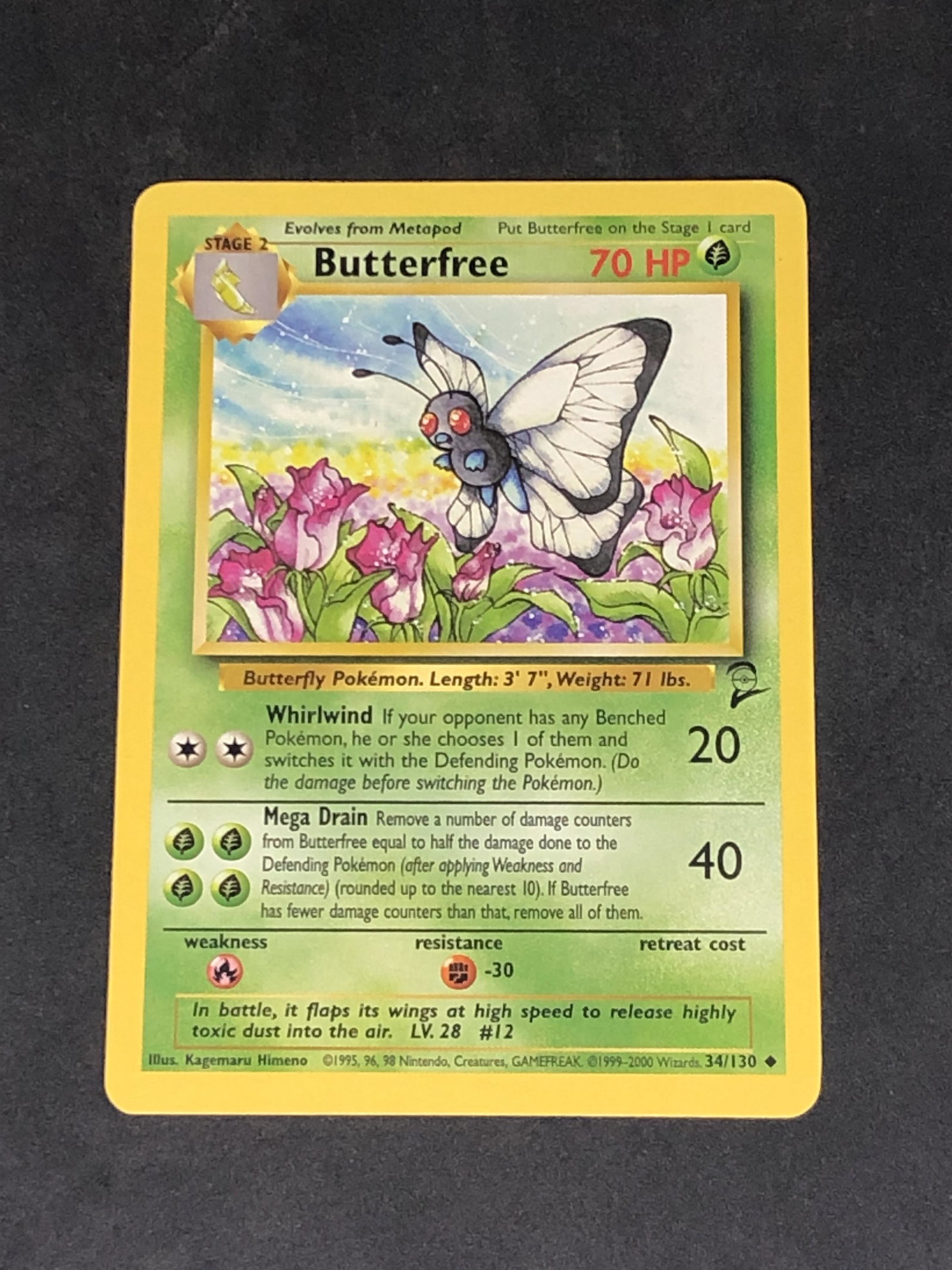 Vintage Base Set 2 Butterfree Pokemon Card: Vintage Base Set 2 Butterfree Pokemon Card