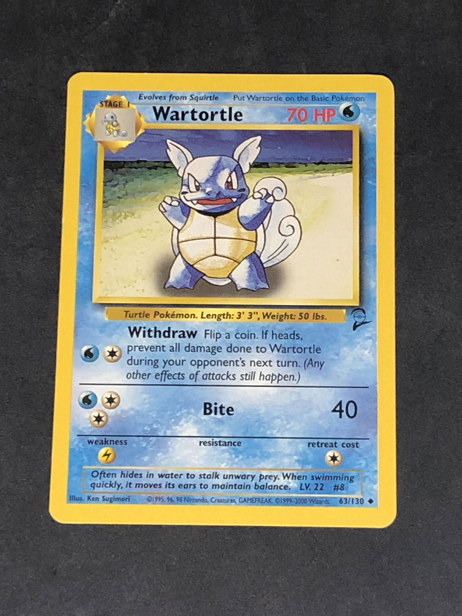 Vintage Base Set 2 Wartortle Pokemon Card (1 of 1)