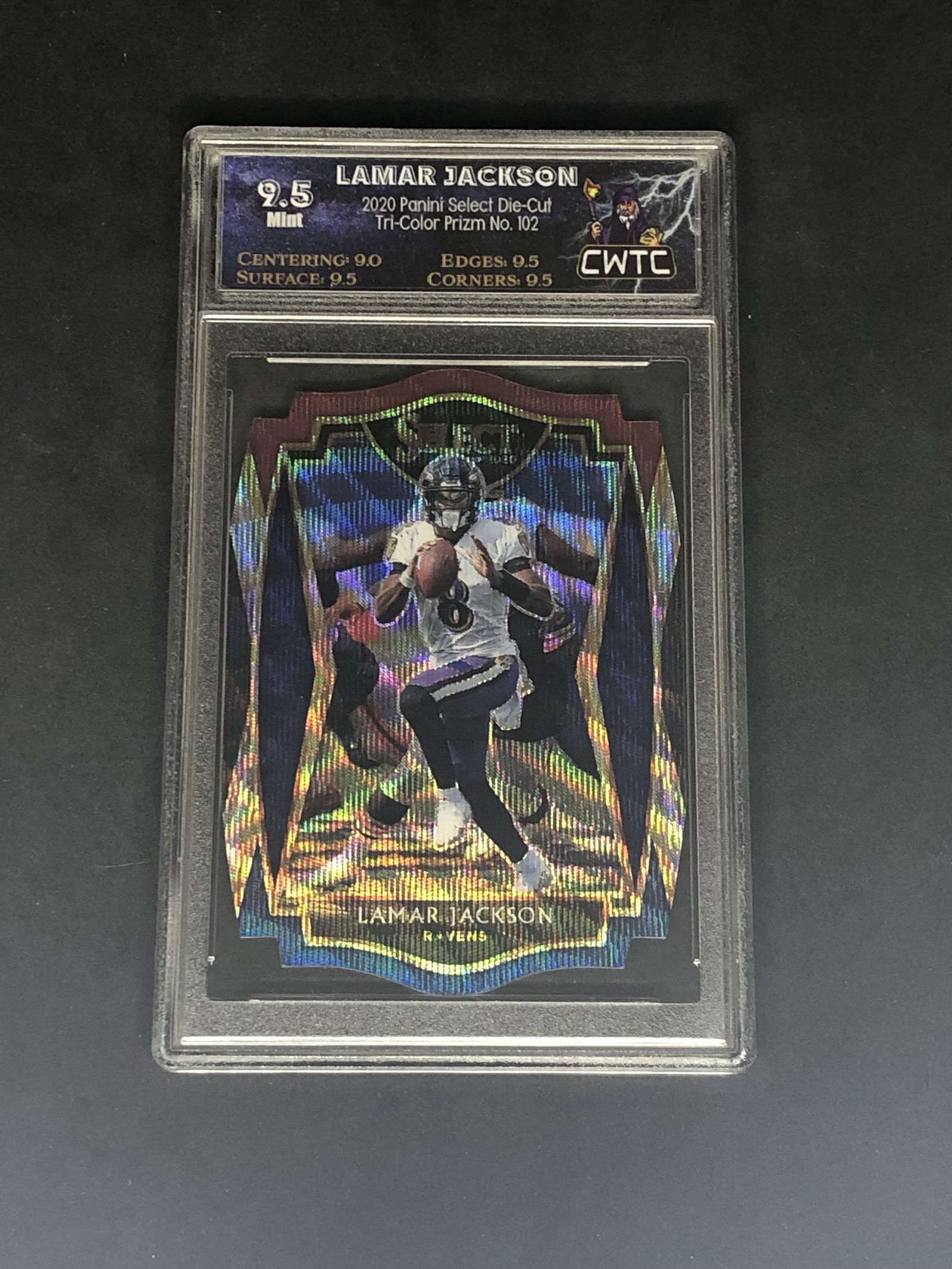 Lamar Jackson Panini Tri-Color Prizm Graded CWTC 9.5 (1 of 1)