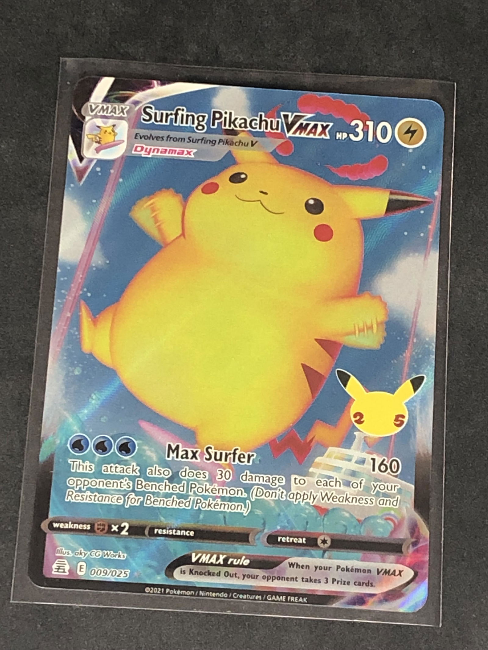 Surfing Pikachu VMAX Full Art Pokemon Card: Surfing Pikachu VMAX Full Art Pokemon Card