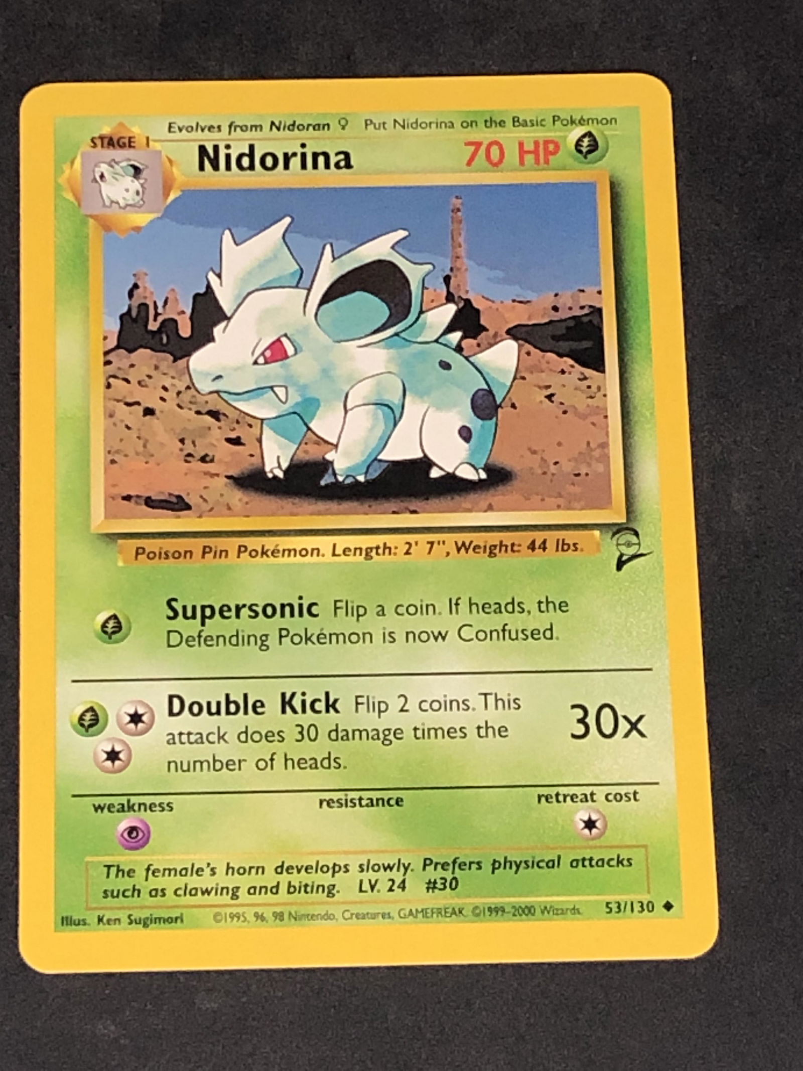 Vintage Base Set 2 Nidorina Pokemon Card (1 of 1)