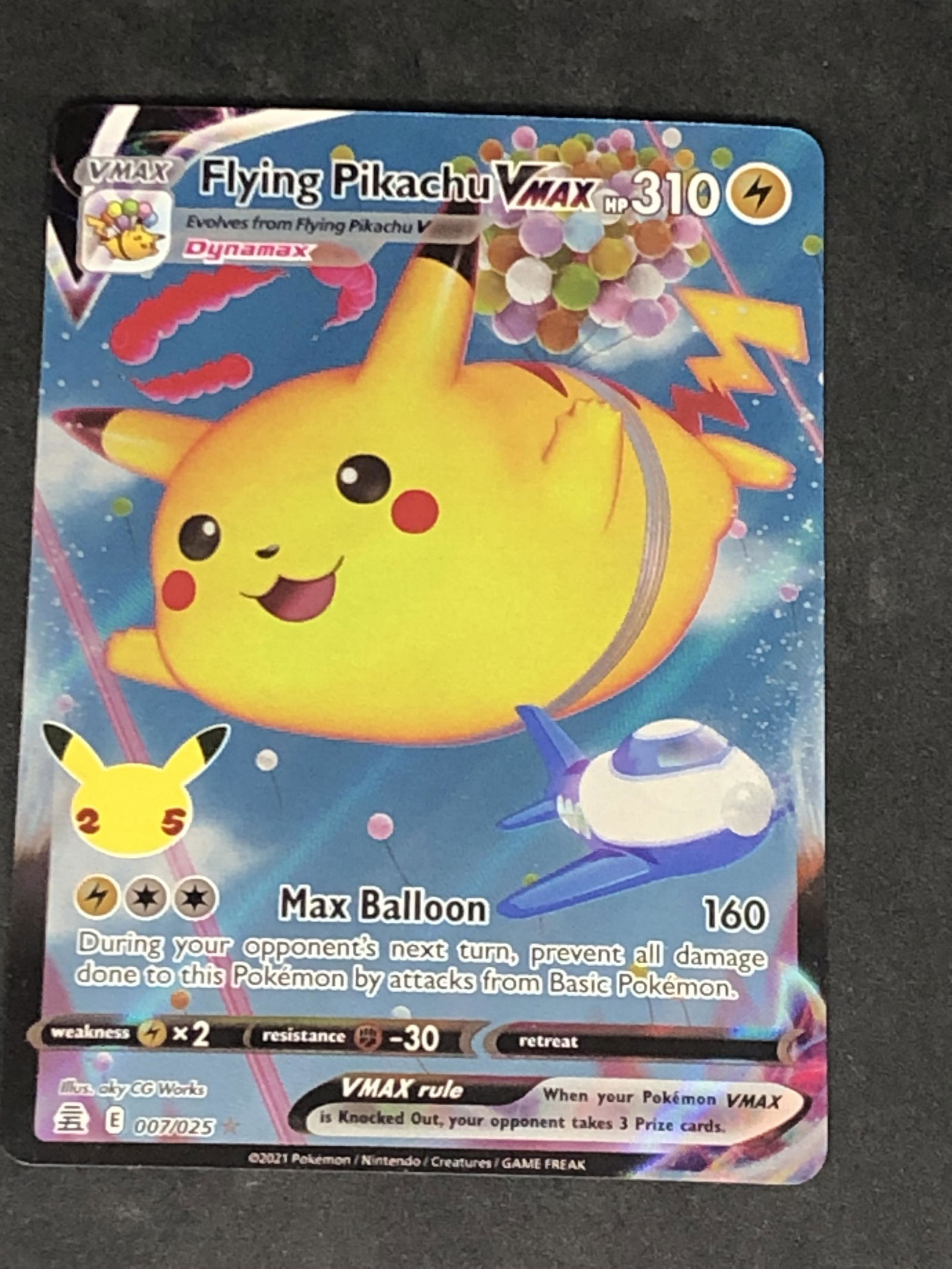 Flying Pikachu VMAX Full Art Pokemon Card: Flying Pikachu VMAX Full Art Pokemon Card