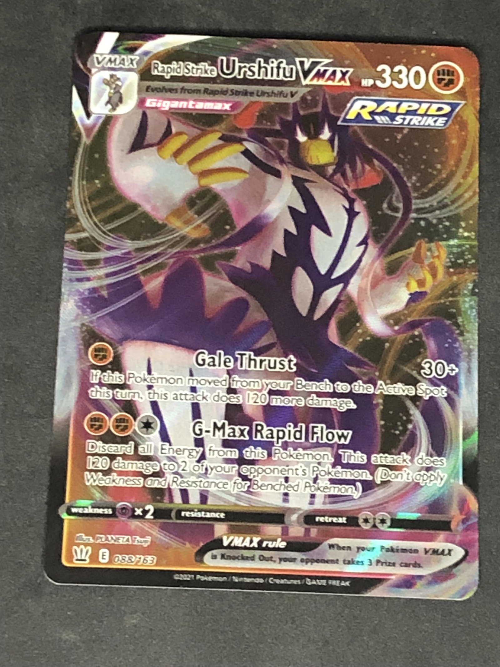 Rapid Strike Urshifu VMAX Full Art Pokemon Card: Rapid Strike Urshifu VMAX Full Art Pokemon Card