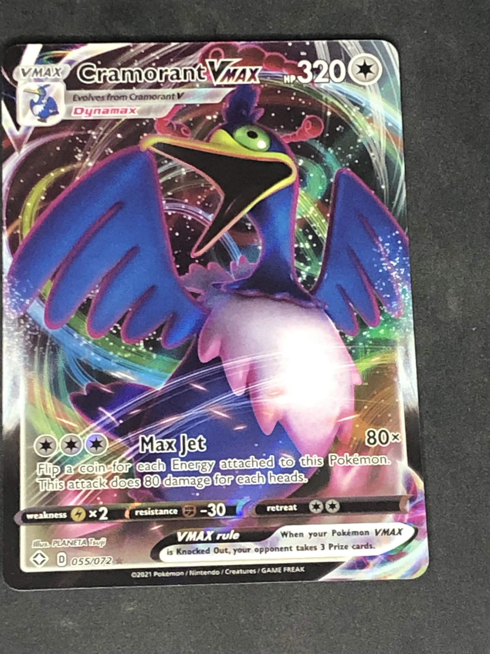 Cramorant VMAX Full Art Pokemon Card (1 of 1)