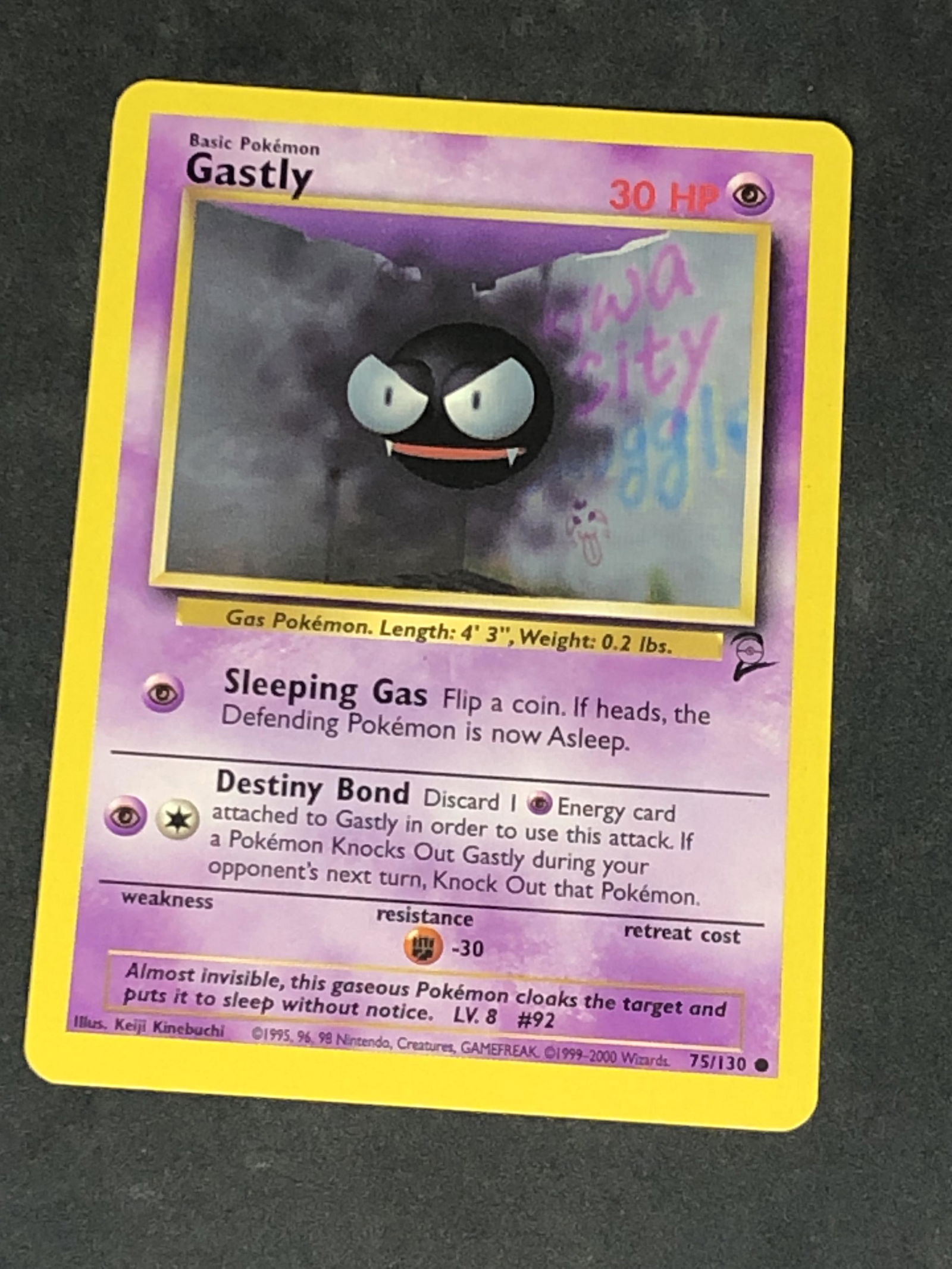 Vintage Base Set 2 Gastly Pokemon Card (1 of 1)