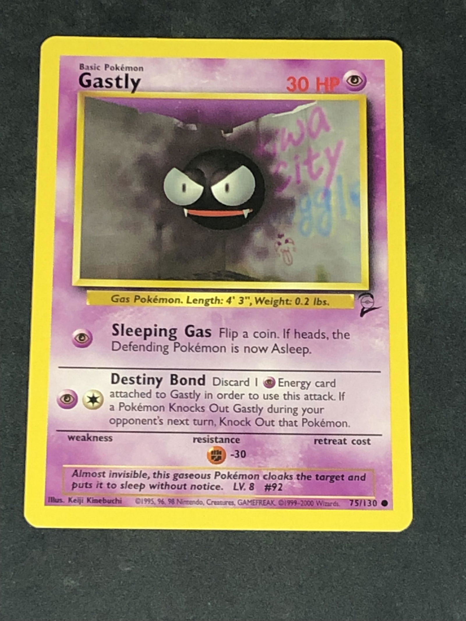 Vintage Base Set 2 Gastly Pokemon Card (1 of 1)