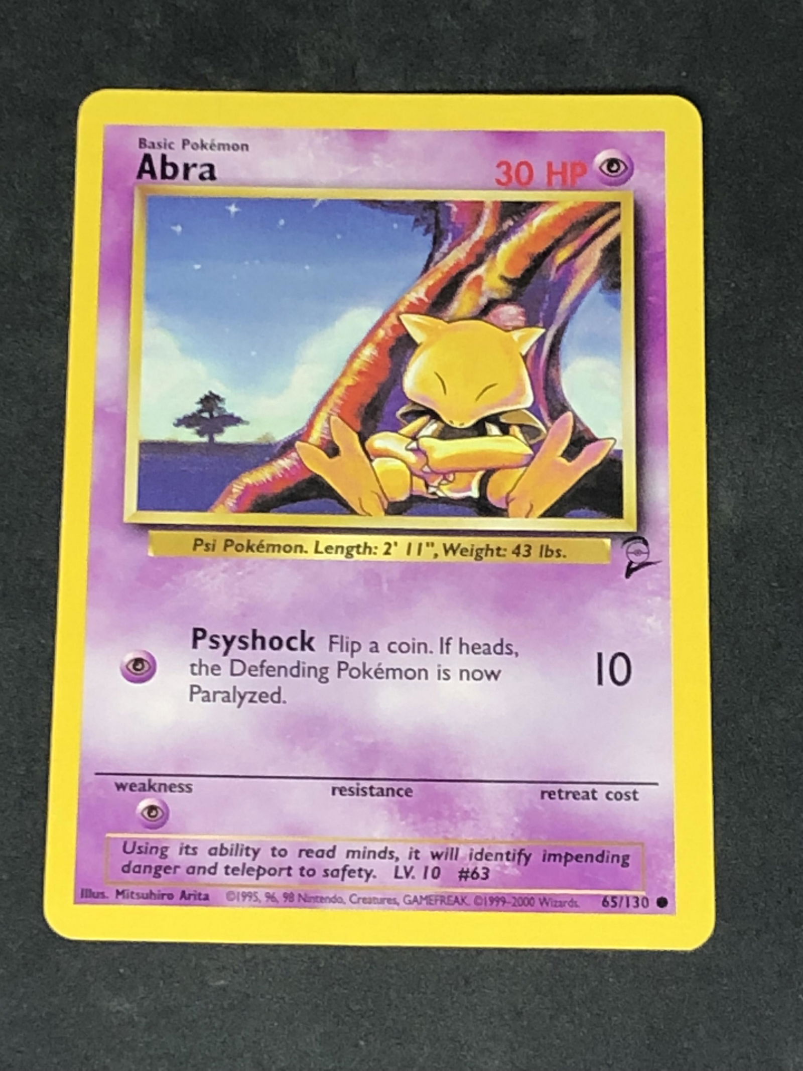 Vintage Base Set 2 Abra Pokemon Card (1 of 1)