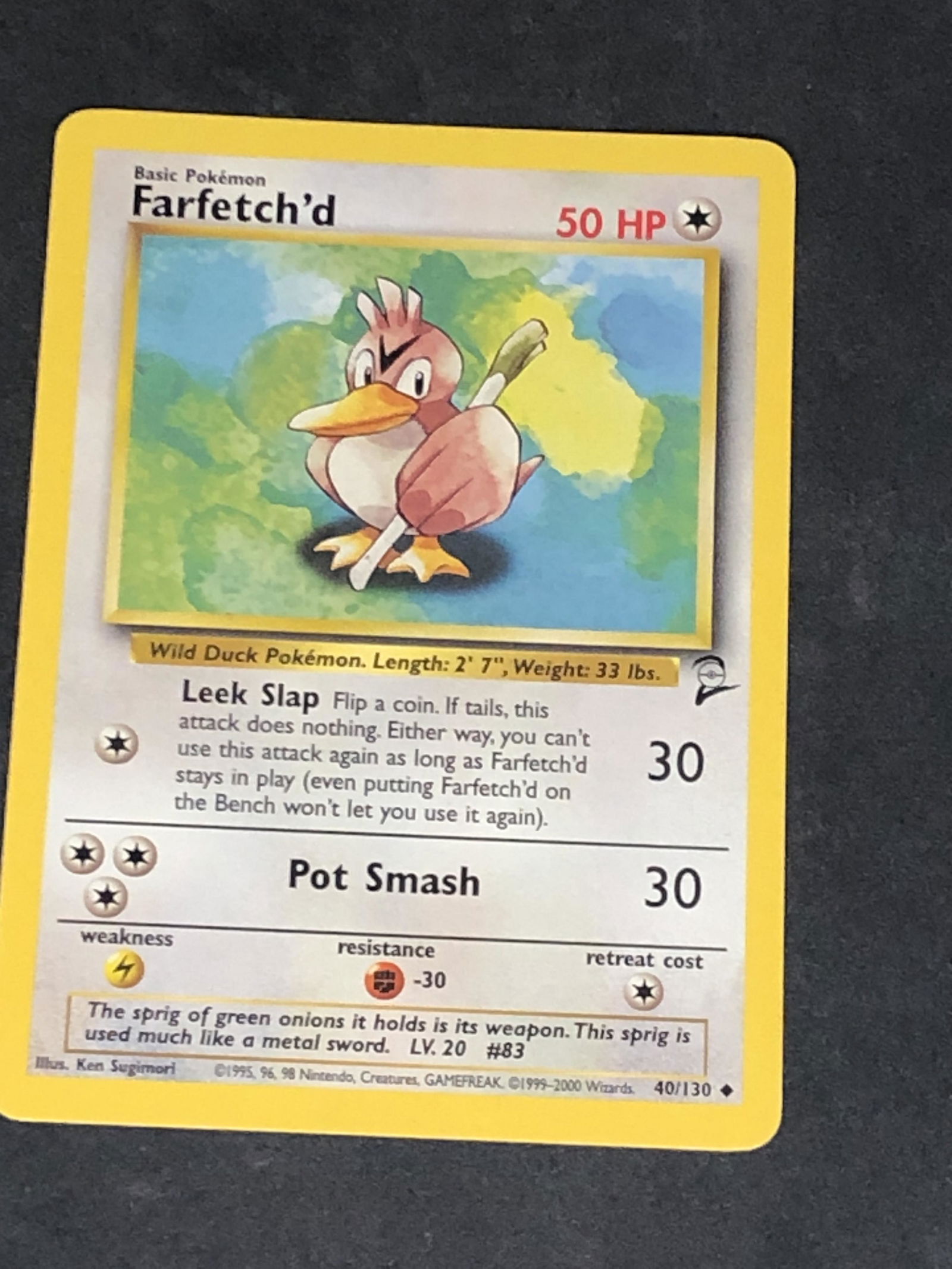 Vintage Base Set 2 Farfetch'd Pokemon Card (1 of 1)