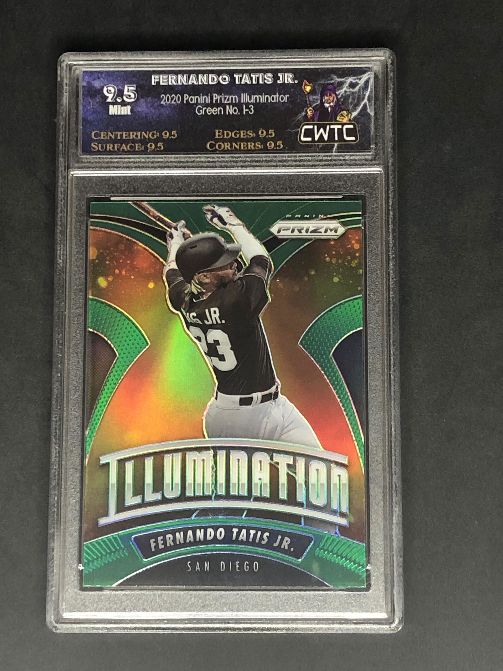 Fernando Tatis Jr. Panini Prizm Illumination Green Graded CWTC 9.5 (1 of 1)