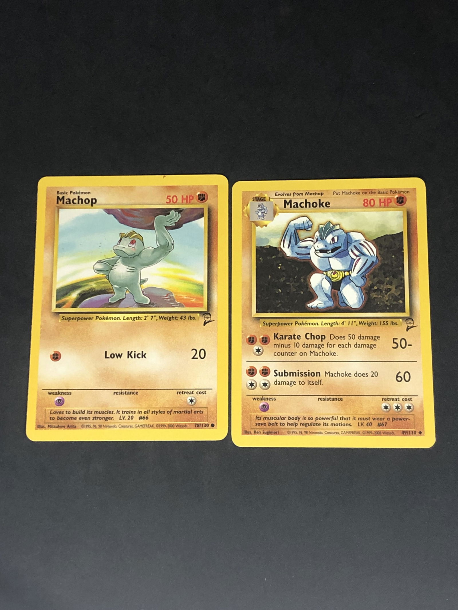 Vintage Base Set 2 Machop & Machoke Pokemon Cards: Vintage Base Set 2 Machop & Machoke Pokemon Cards