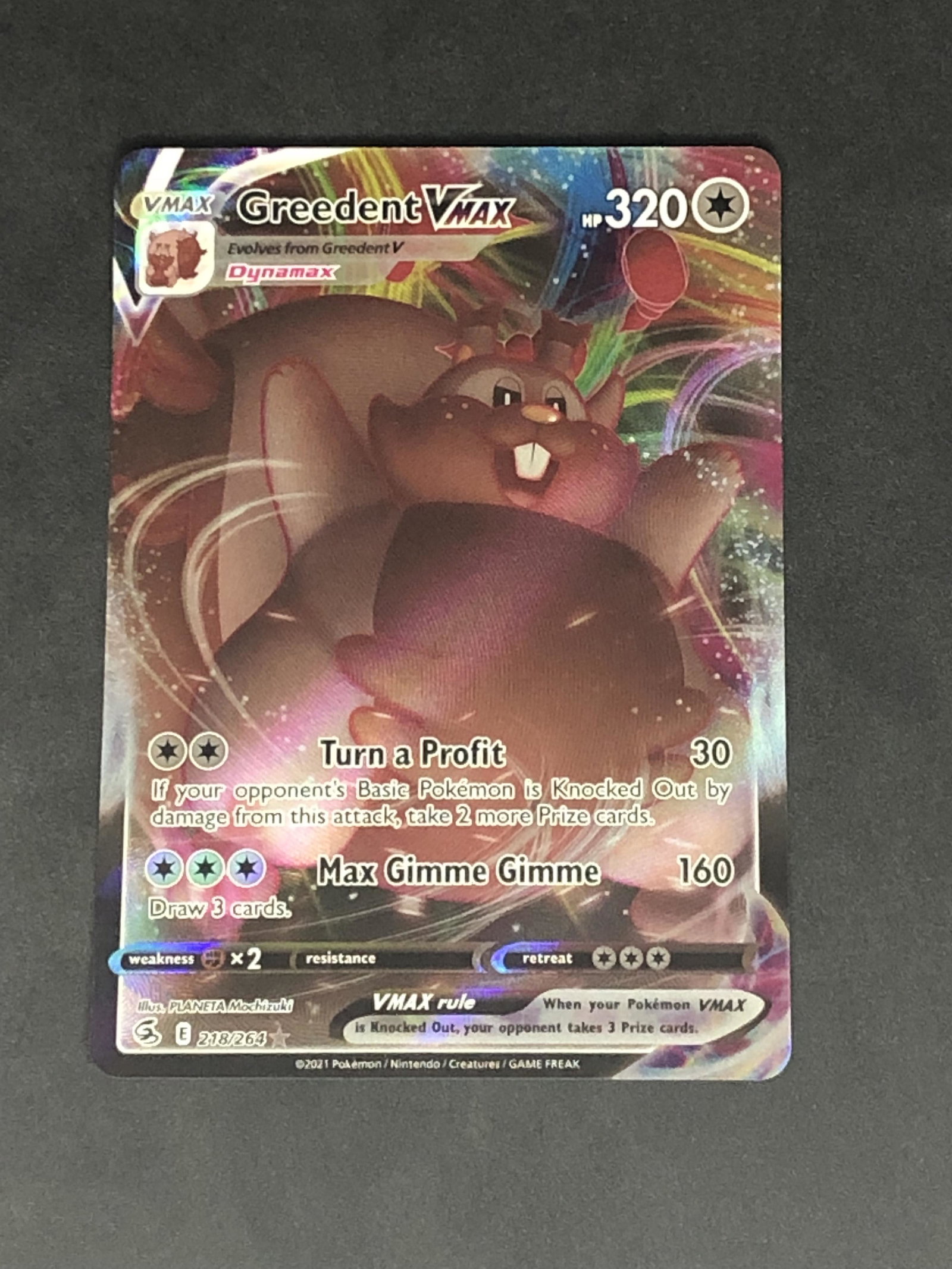 Greedent VMAX Full Art Pokemon Card: Greedent VMAX Full Art Pokemon Card