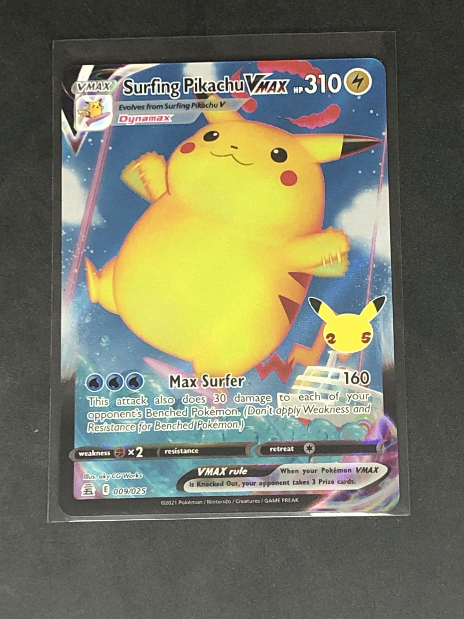 Surfing Pikachu VMAX Full Art Pokemon Card: Surfing Pikachu VMAX Full Art Pokemon Card