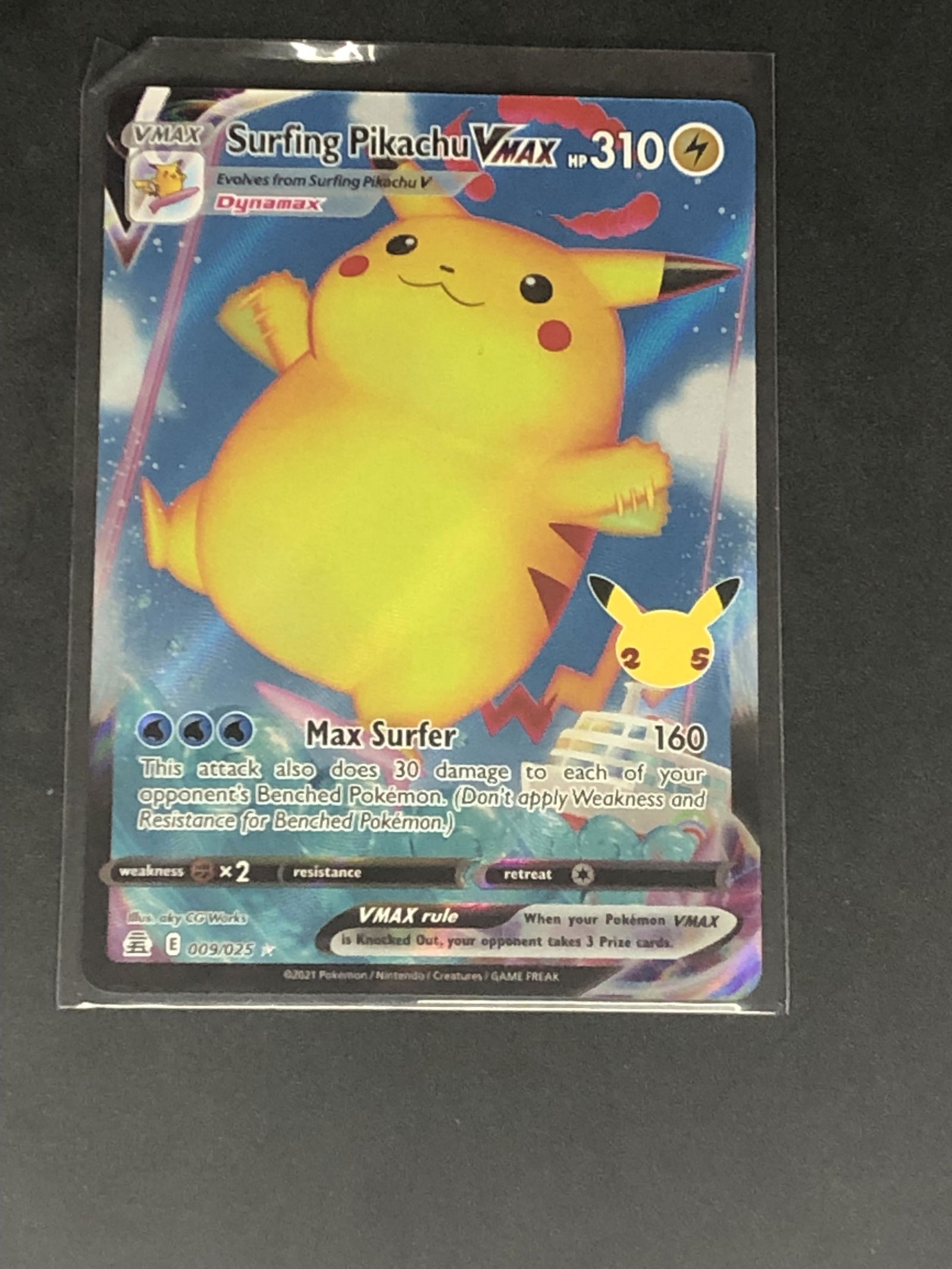 Surfing Pikachu VMAX Full Art Pokemon Card: Surfing Pikachu VMAX Full Art Pokemon Card