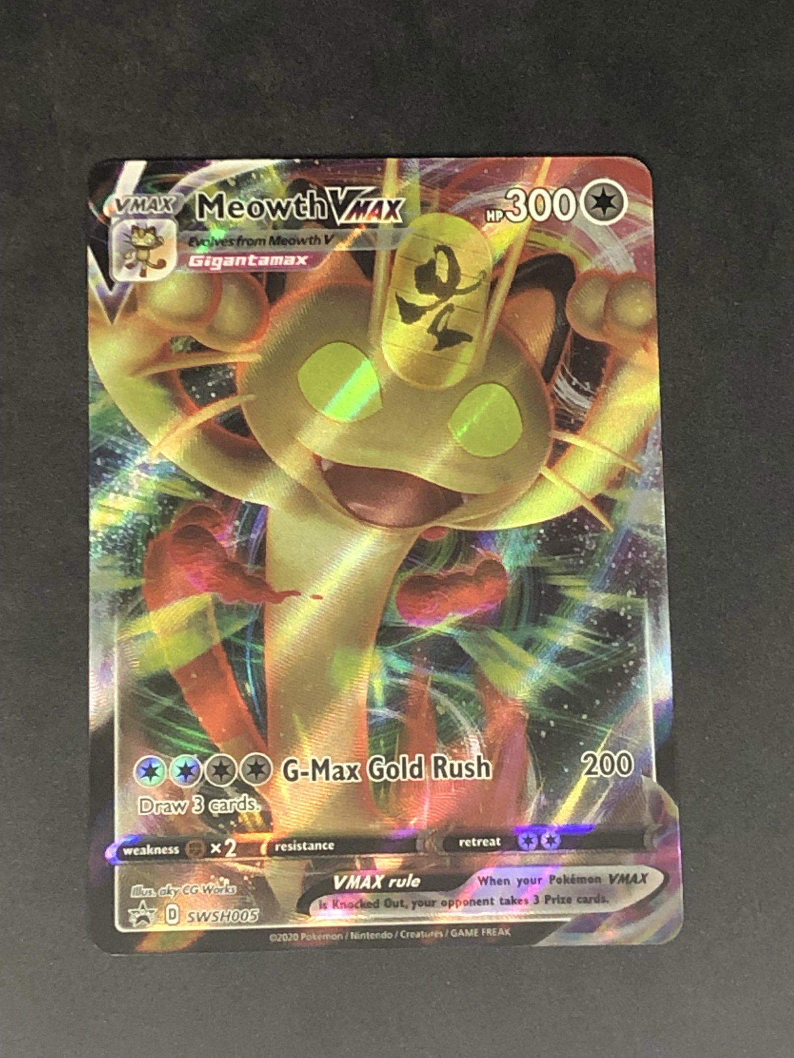 Meowth VMAX Full Art Pokemon Card: Meowth VMAX Full Art Pokemon Card