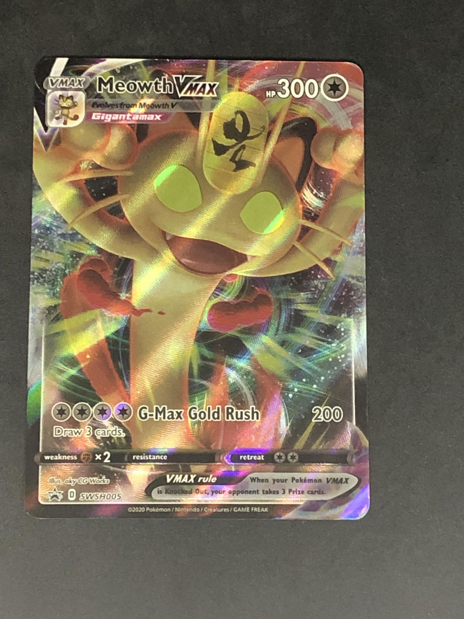 Meowth VMAX Full Art Pokemon Card: Meowth VMAX Full Art Pokemon Card