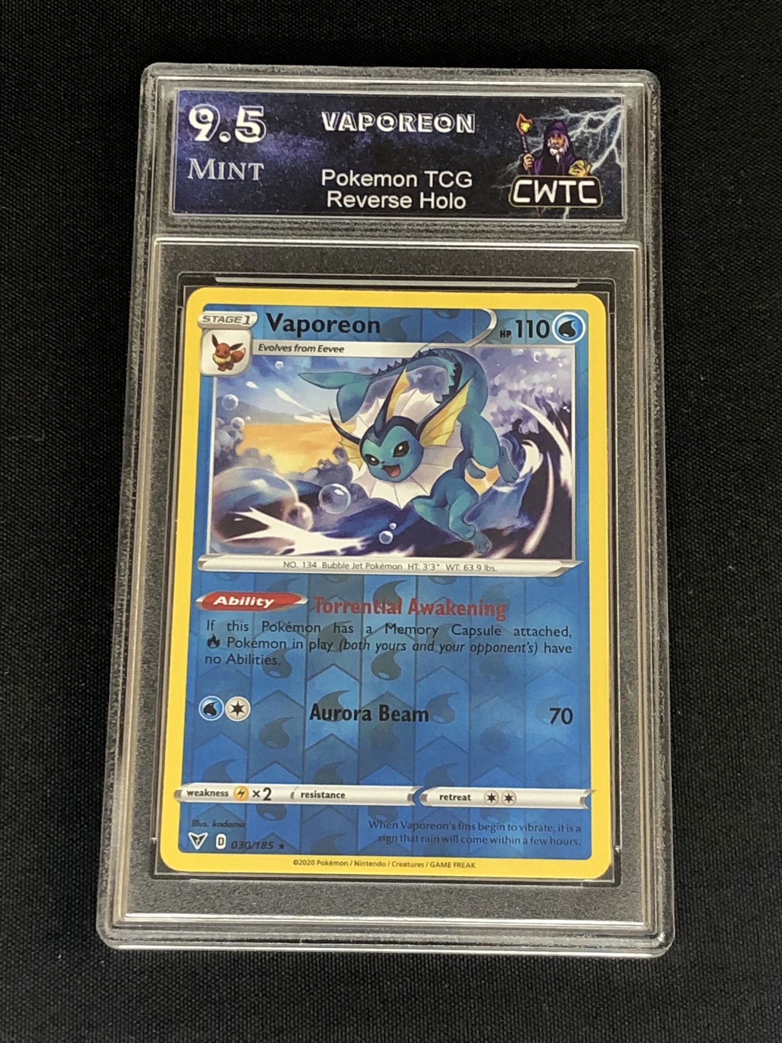 Vaporeon Reverse Holo Graded CWTC 9.5 (1 of 1)