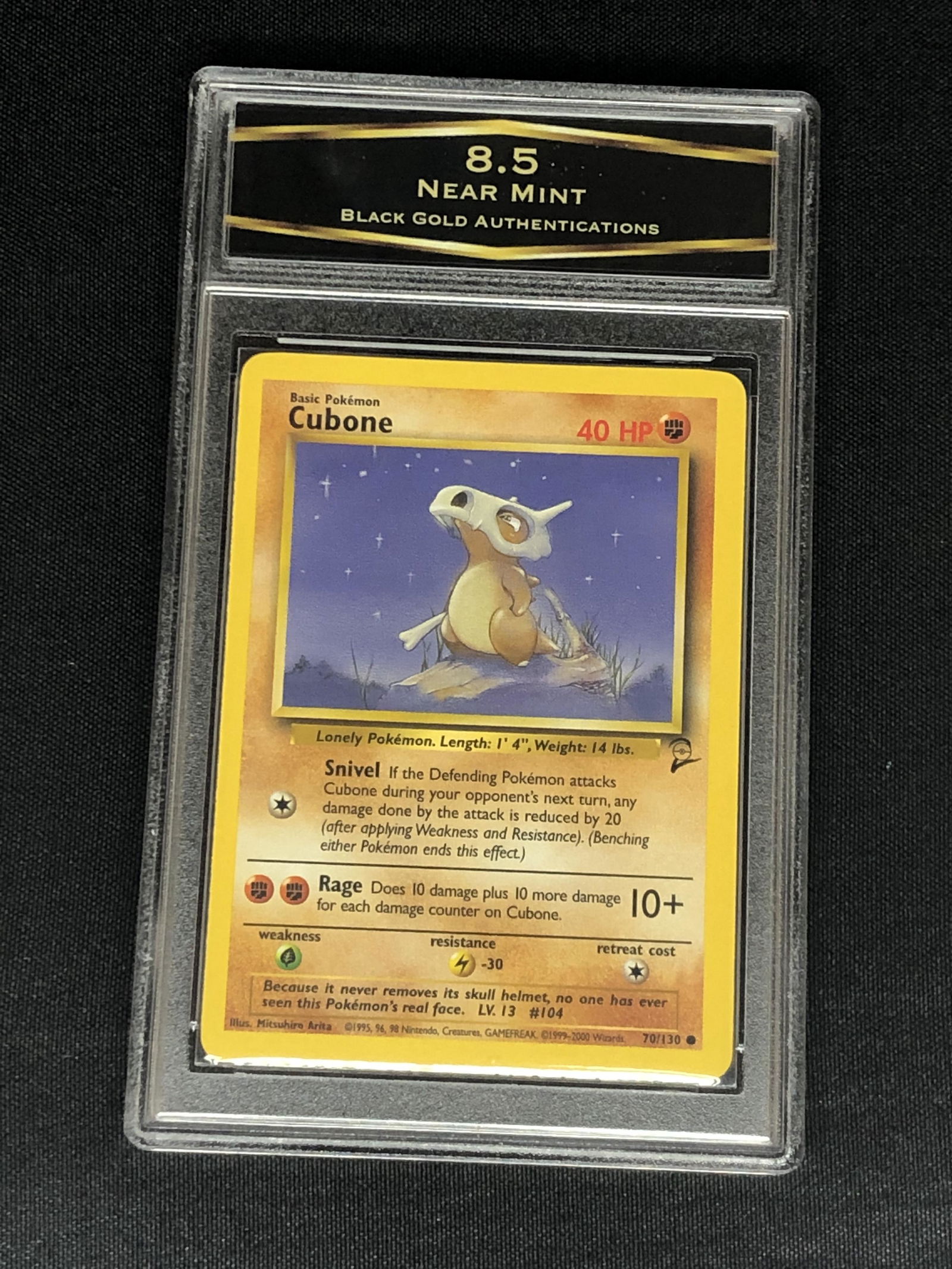 Vintage Base Set 2 Cubone Pokemon Card Graded BGA 8.5: Vintage Base Set 2 Cubone Pokemon Card Graded BGA 8.5