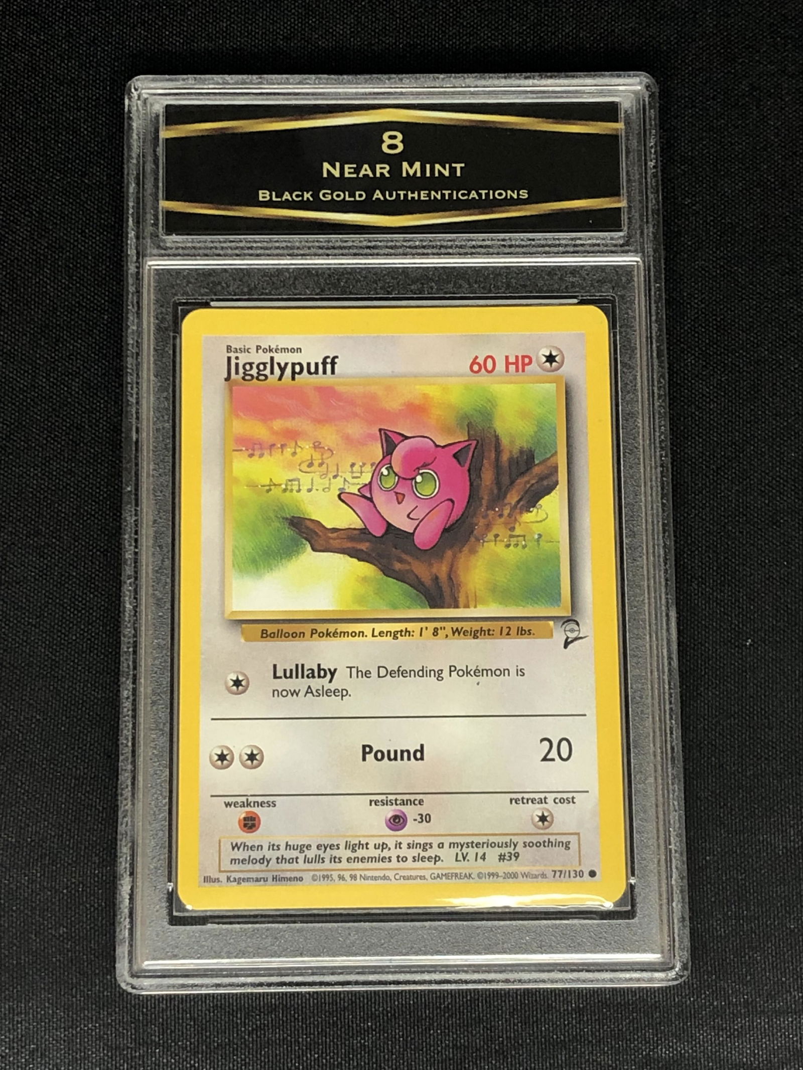 Vintage Base Set 2 Jigglypuff Pokemon Card Graded BGA 8: Vintage Base Set 2 Jigglypuff Pokemon Card Graded BGA 8