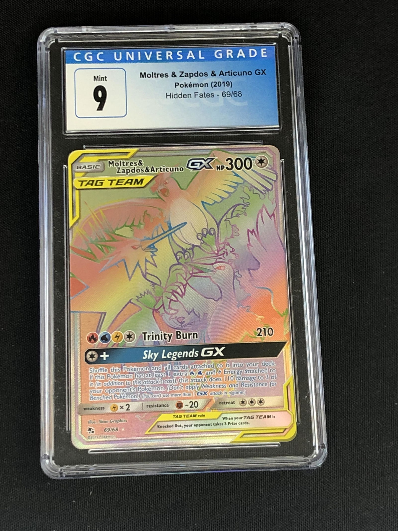 Moltre s & Articuno & Zapdos GX Rainbow Graded CGC 9 (1 of 1)