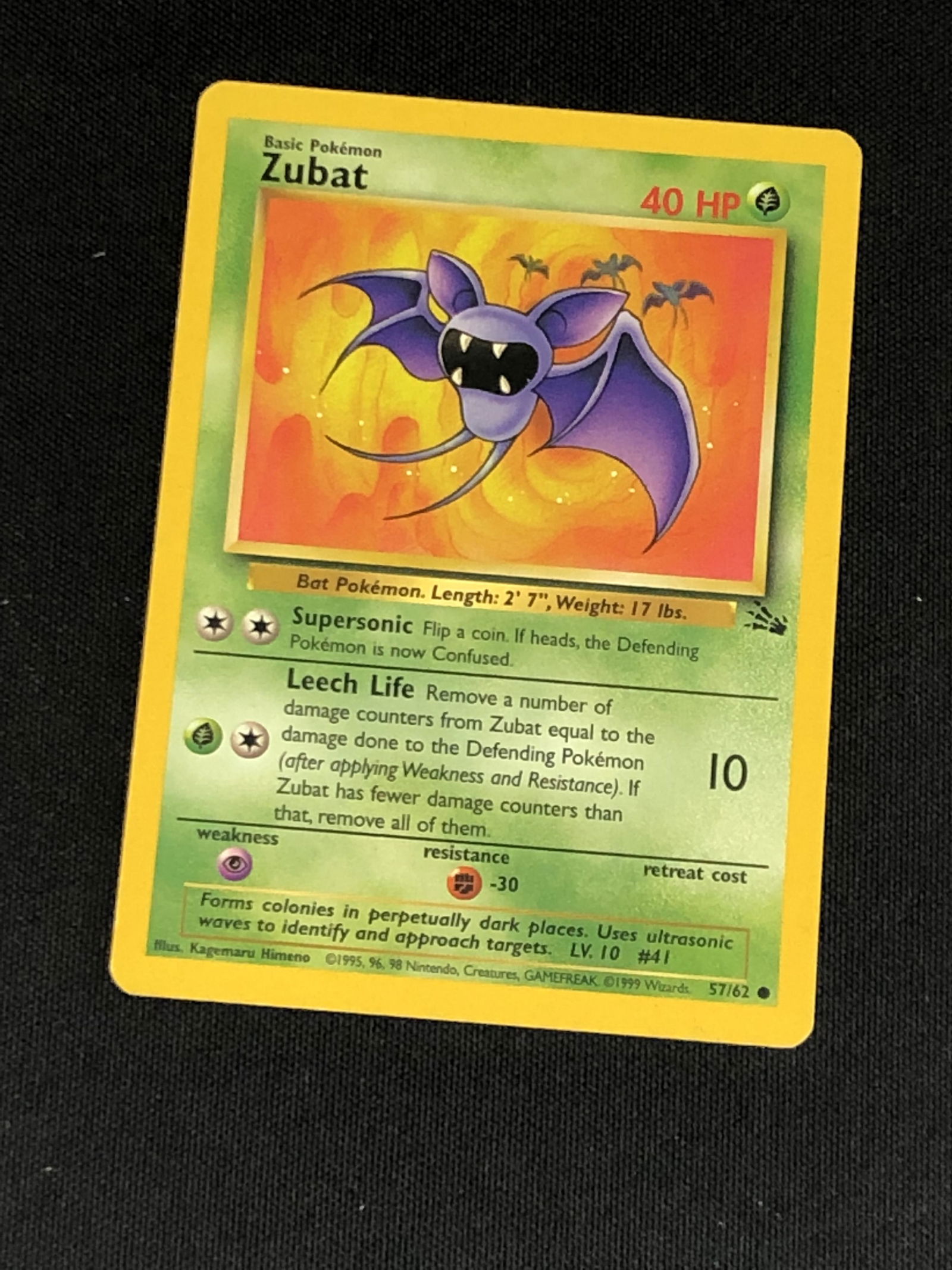 Vintage Fossil Set Zubat Pokemon Card: Vintage Fossil Set Zubat Pokemon Card