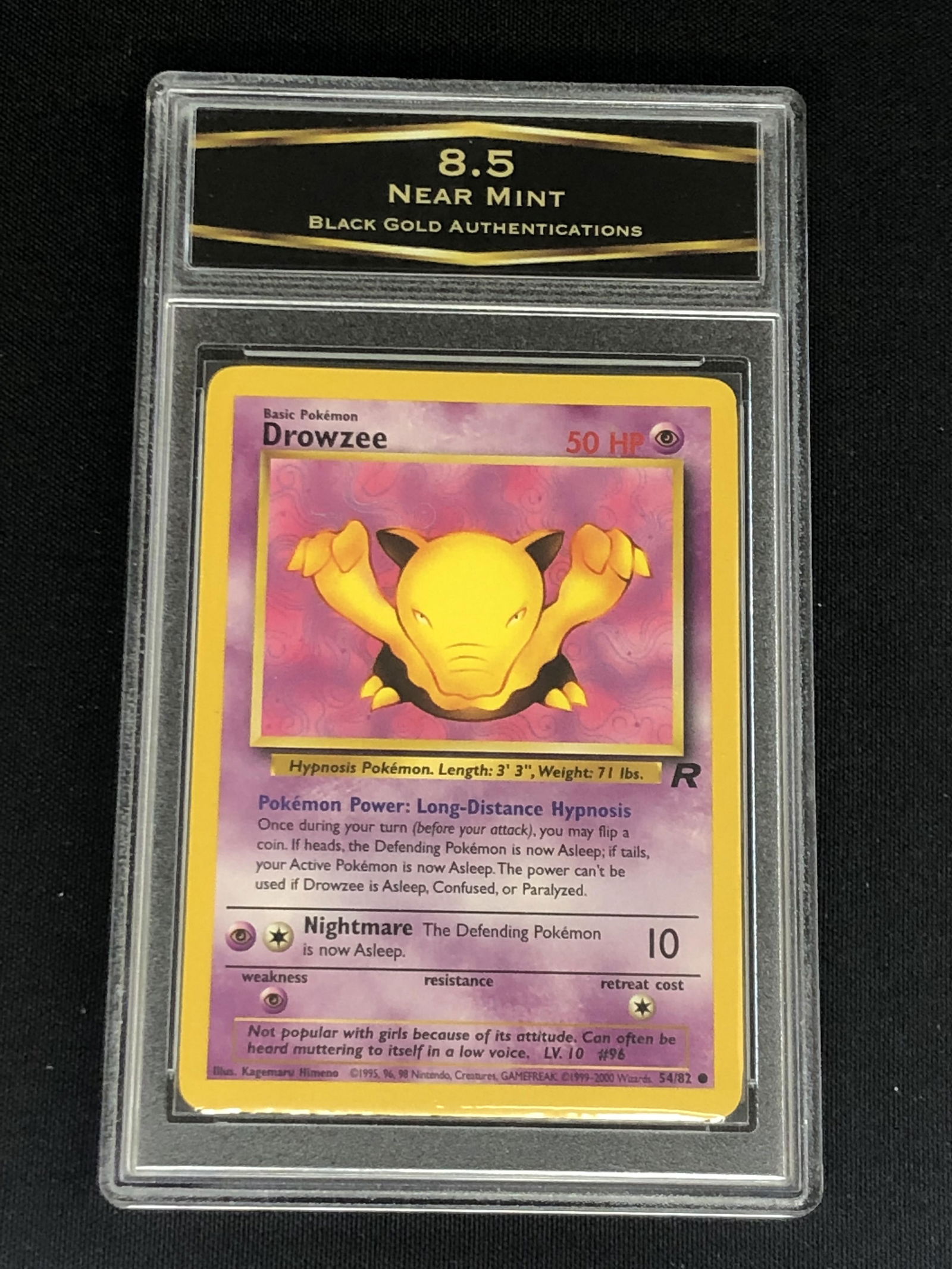 Vintage Team Rocket's Drowzee Pokemon Card Graded BGA 8.5 (1 of 1)
