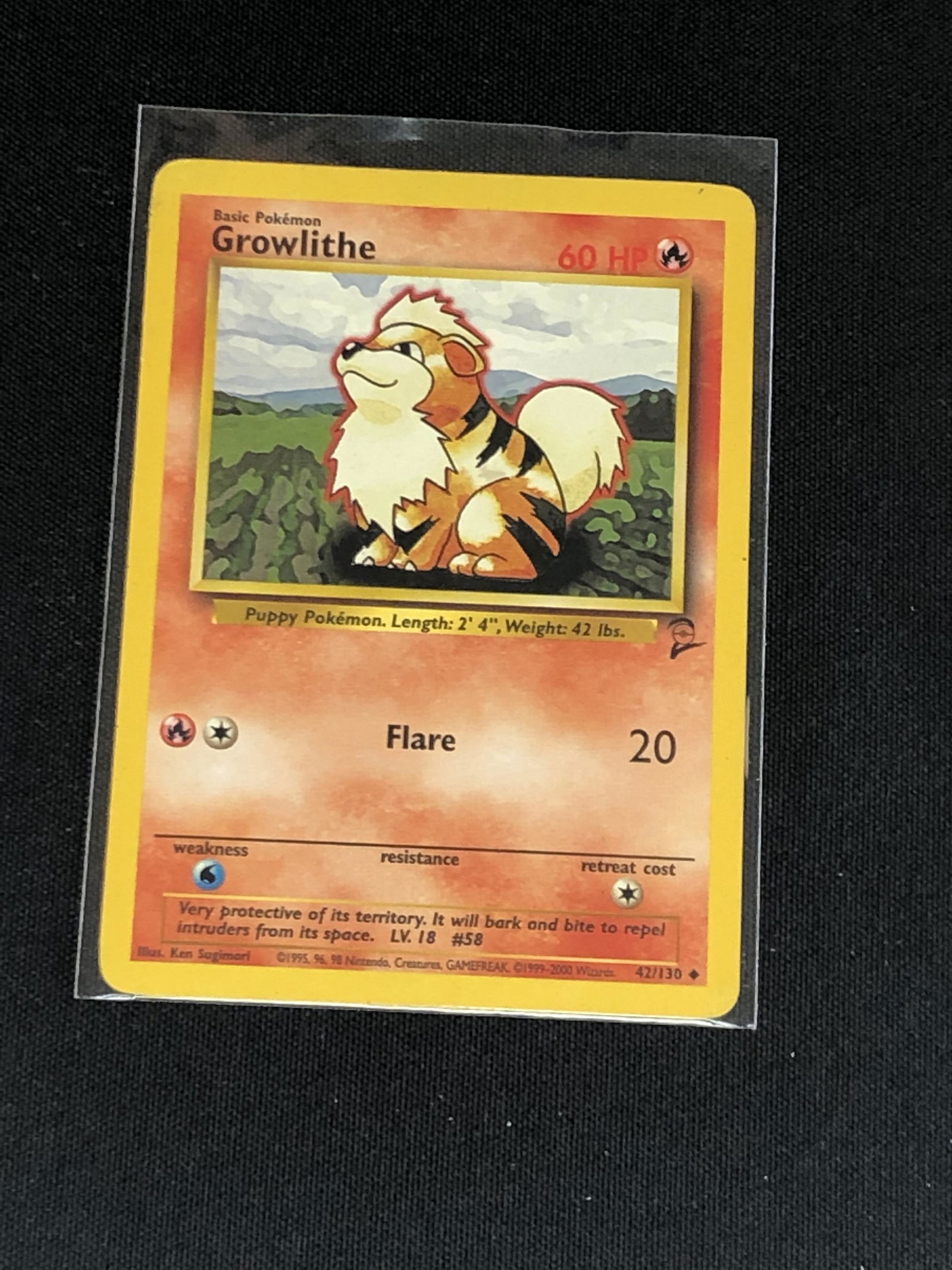 Vintage Base Set 2 Growlithe Pokemon Card (1 of 1)