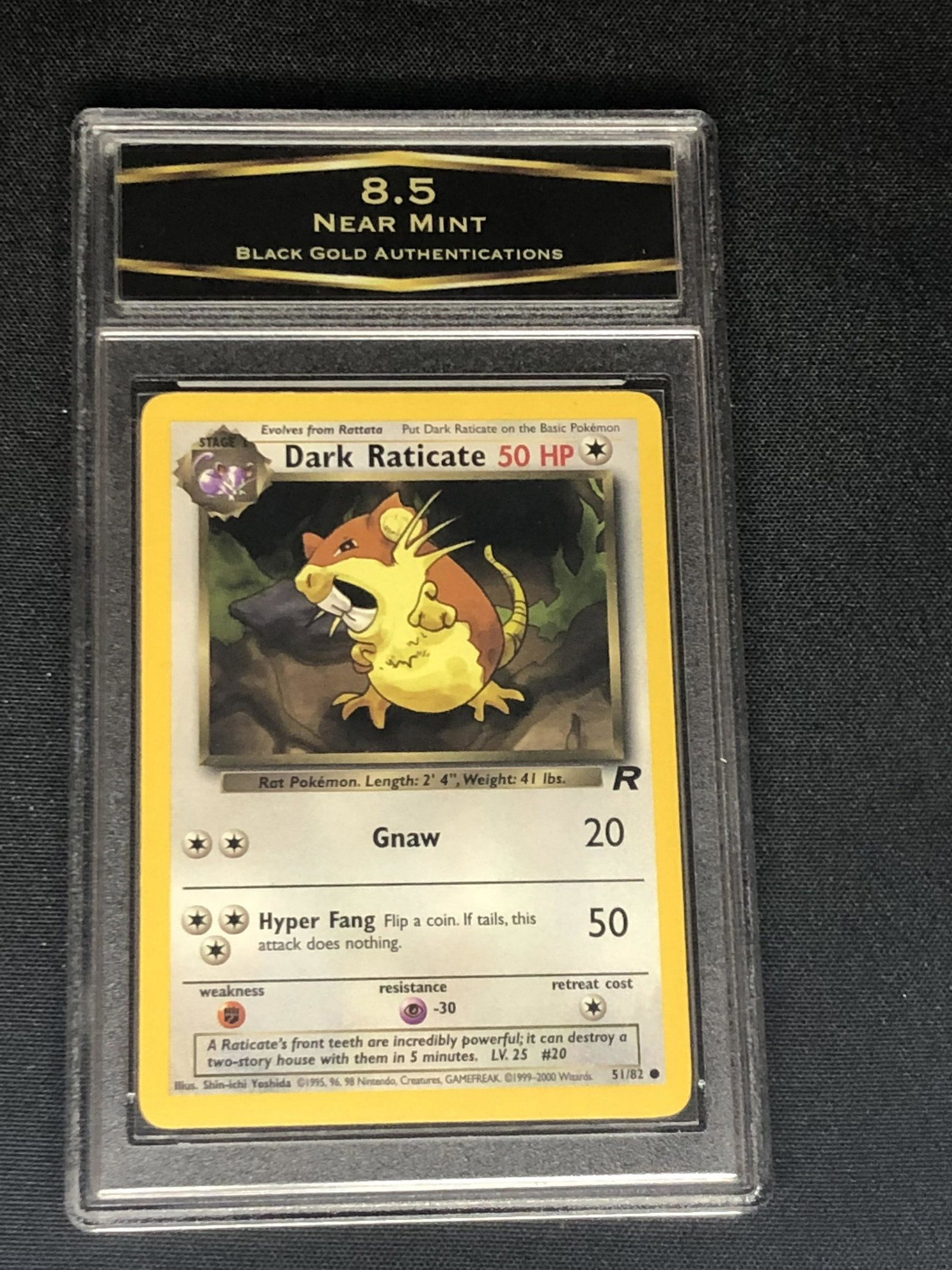 Vintage Team Rocket's Dark Raticate Graded BGA 8.5: Vintage Team Rocket's Dark Raticate Graded BGA 8.5
