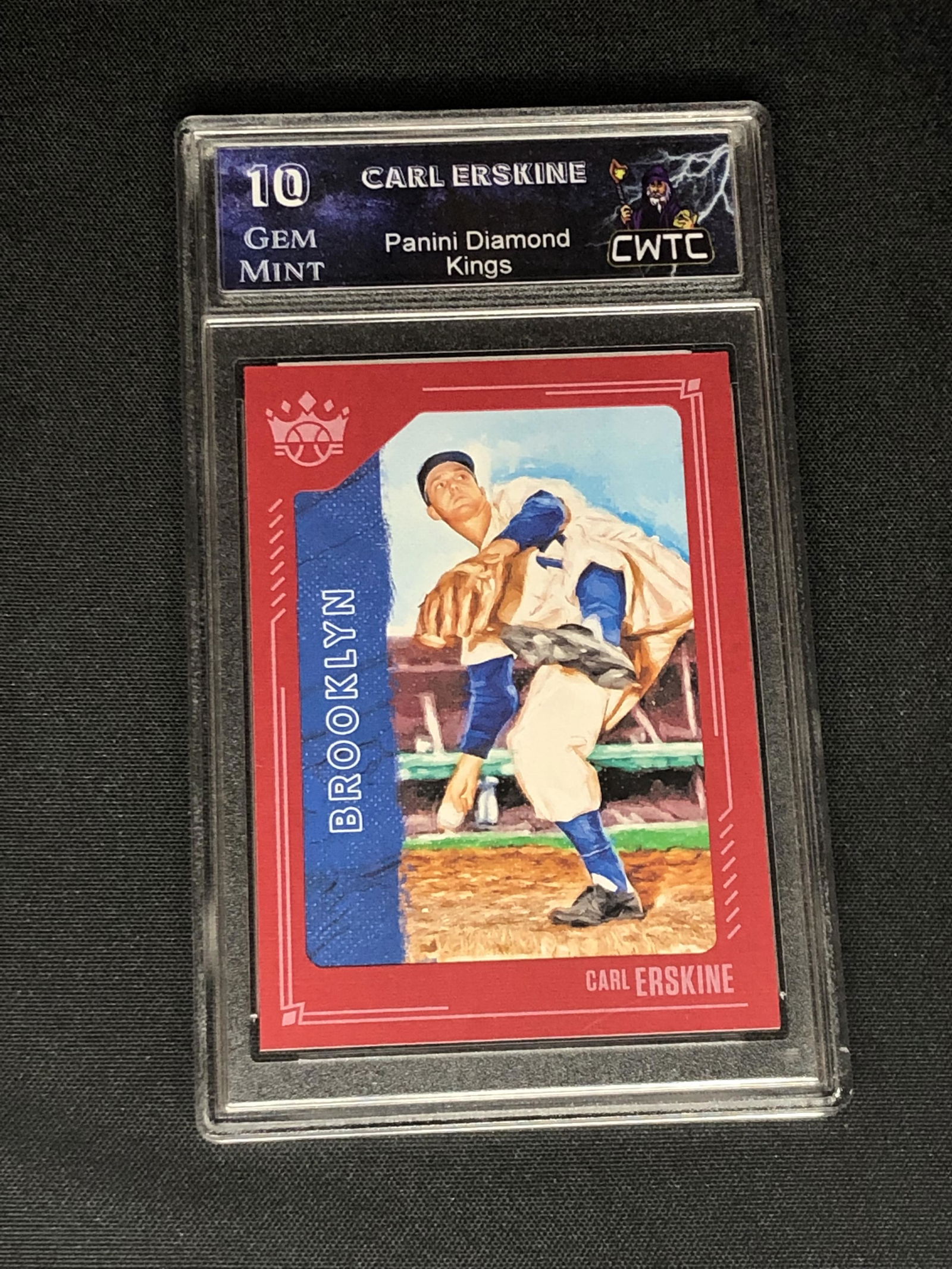 Carl Erskine Panini Diamond Kings red Border Graded CWTC 10 (1 of 1)