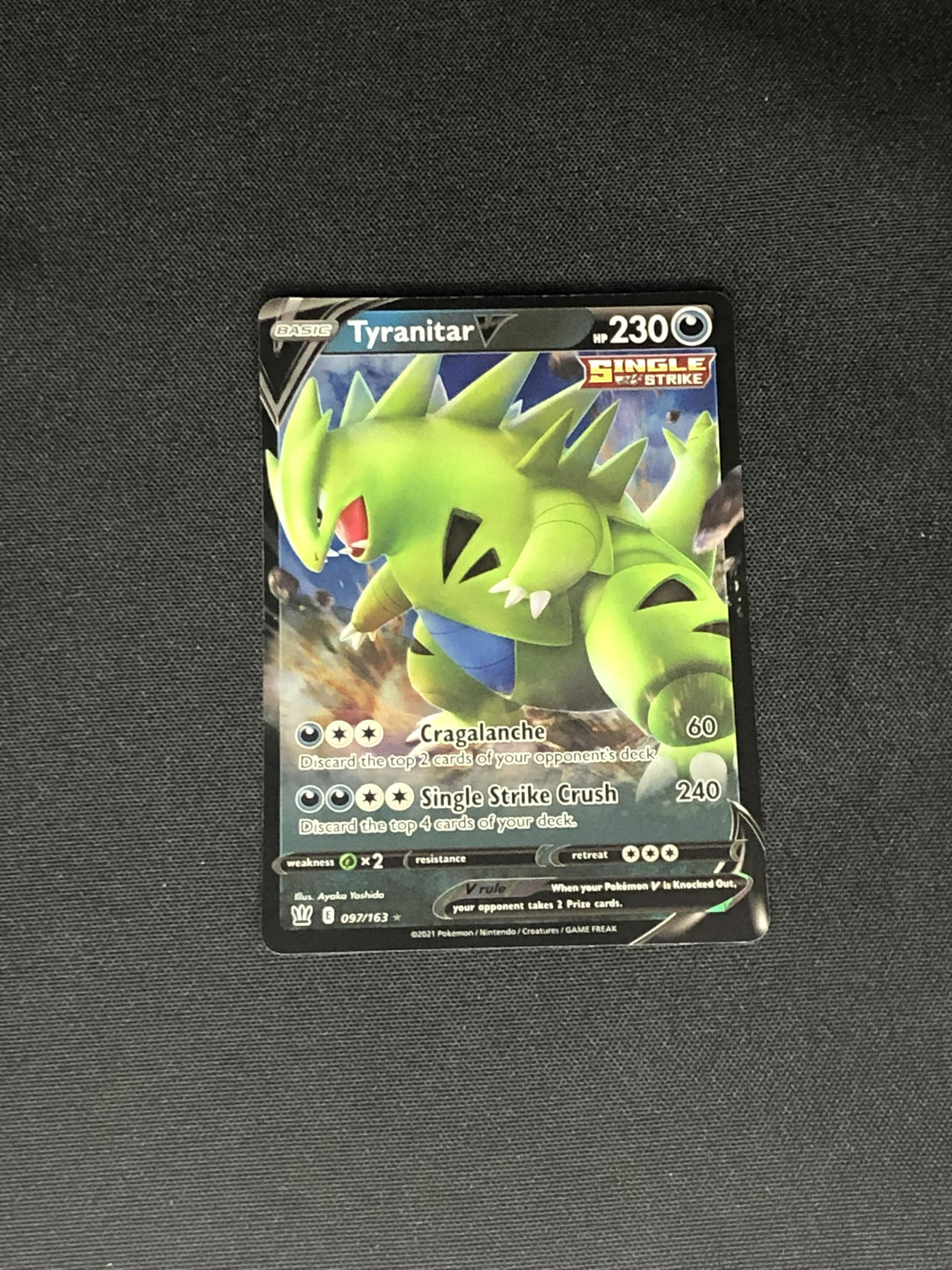 Single Strike Tyranitar V Pokemon Card (1 of 1)
