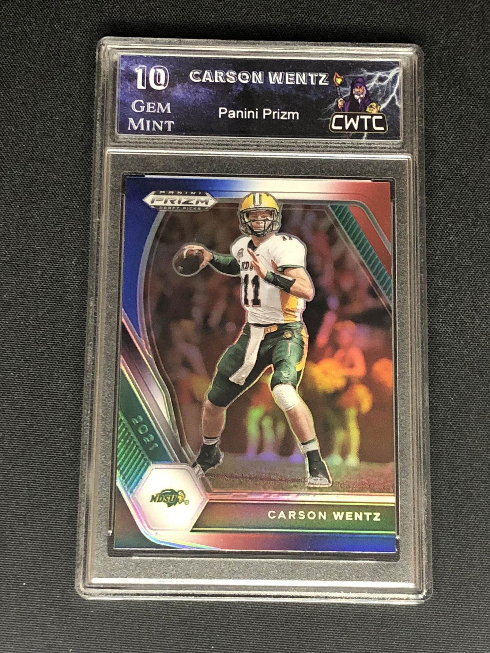 Carson Wentz Panini Red/White/Blue Prizm Graded CWTC 10 (1 of 1)