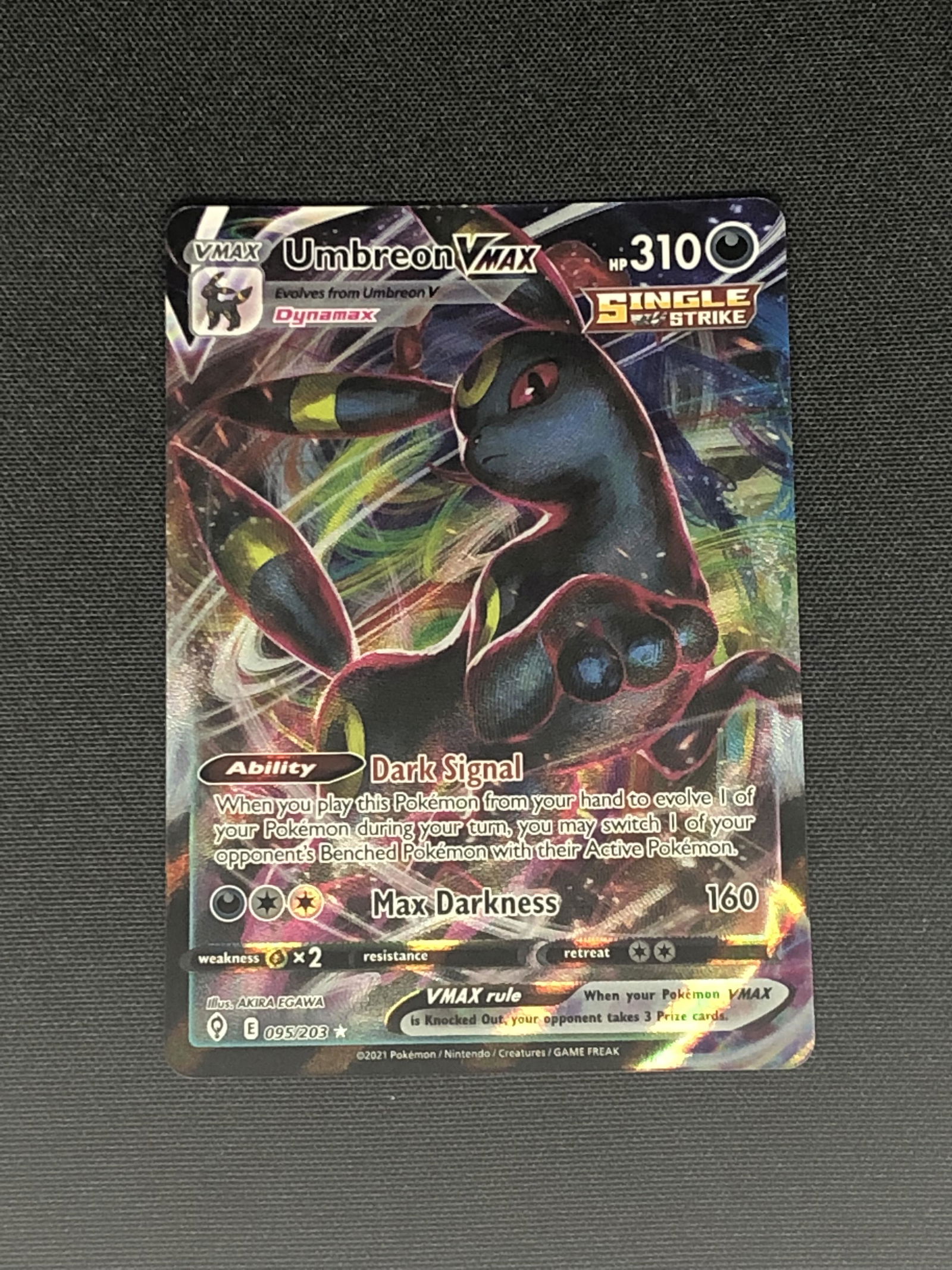 Single Strike Umbreon Vmax Pokemon Card (1 of 1)