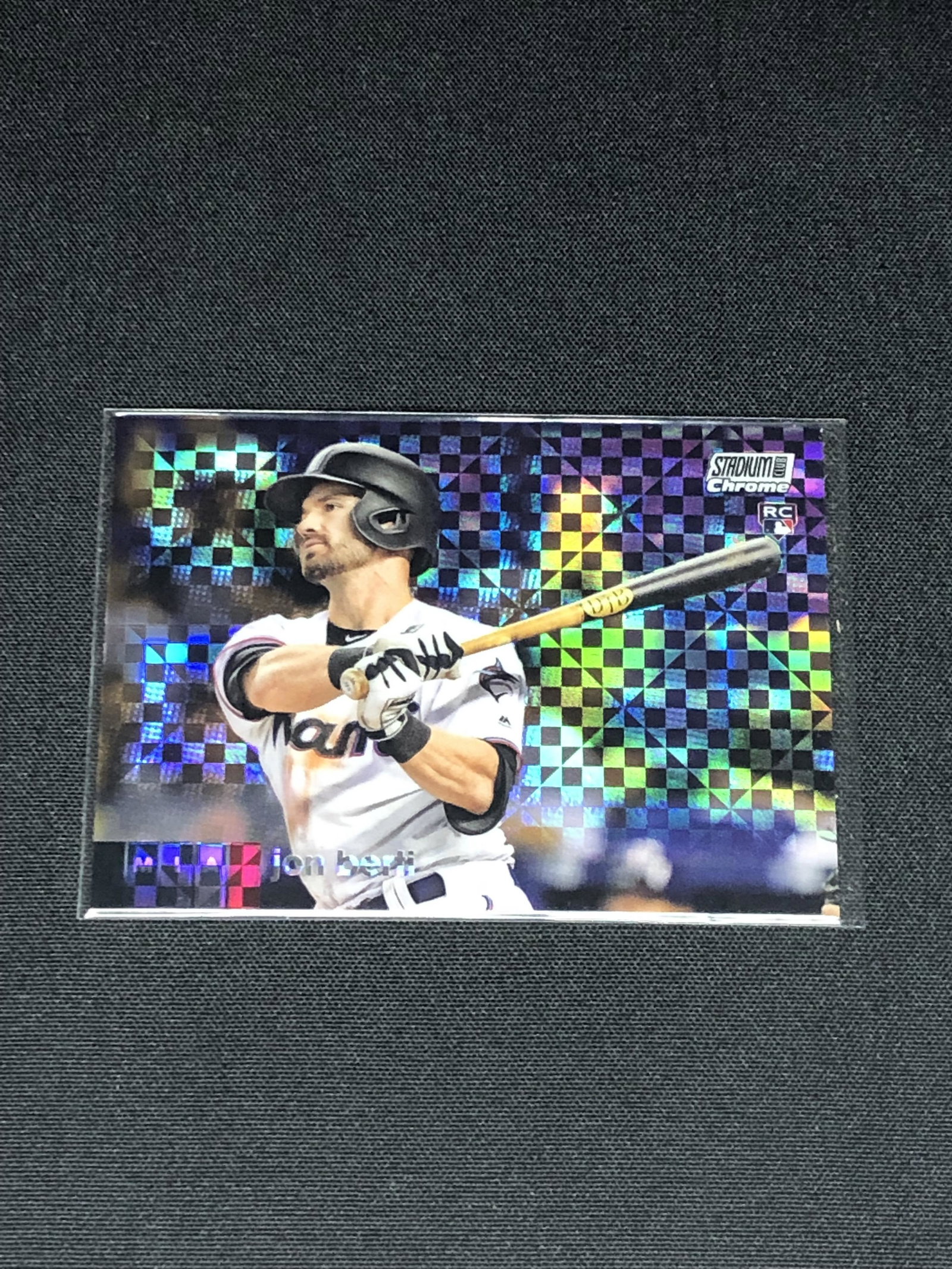 Jon Berti Topps Chrome Stadium Club Checkerboard Refractor Rookie: Jon Berti Topps Chrome Stadium Club Checkerboard Refractor Rookie