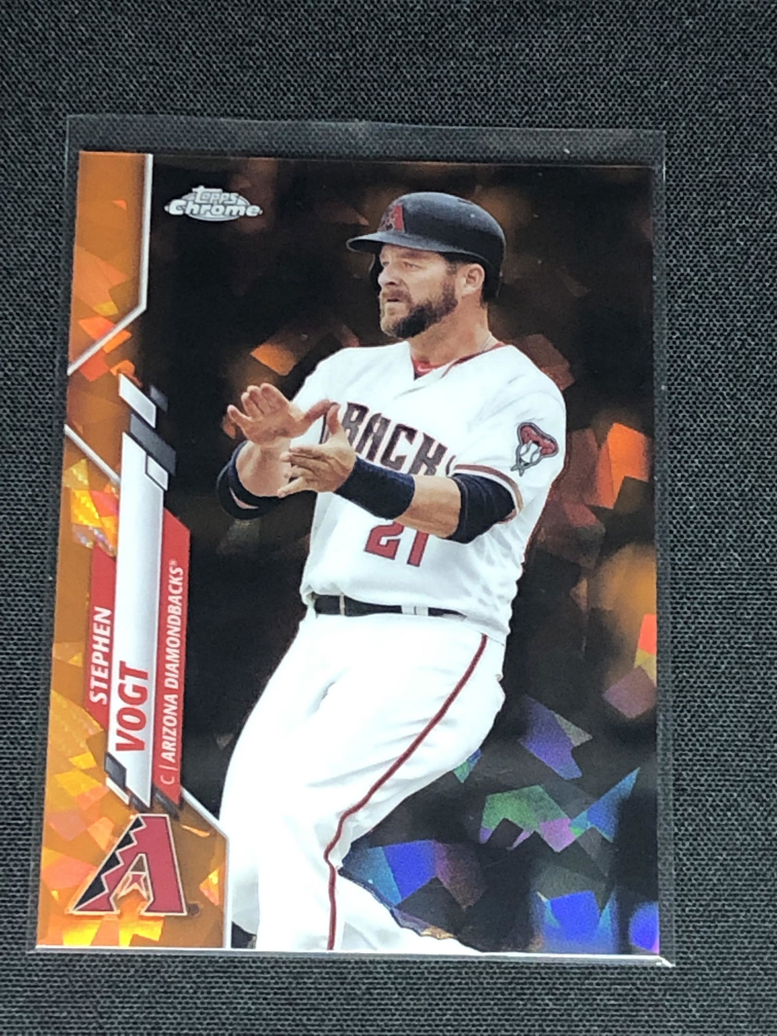 Stephen Vogt Topps Chrome Orange Cracked Ice Refractor (9 of 25) (1 of 1)