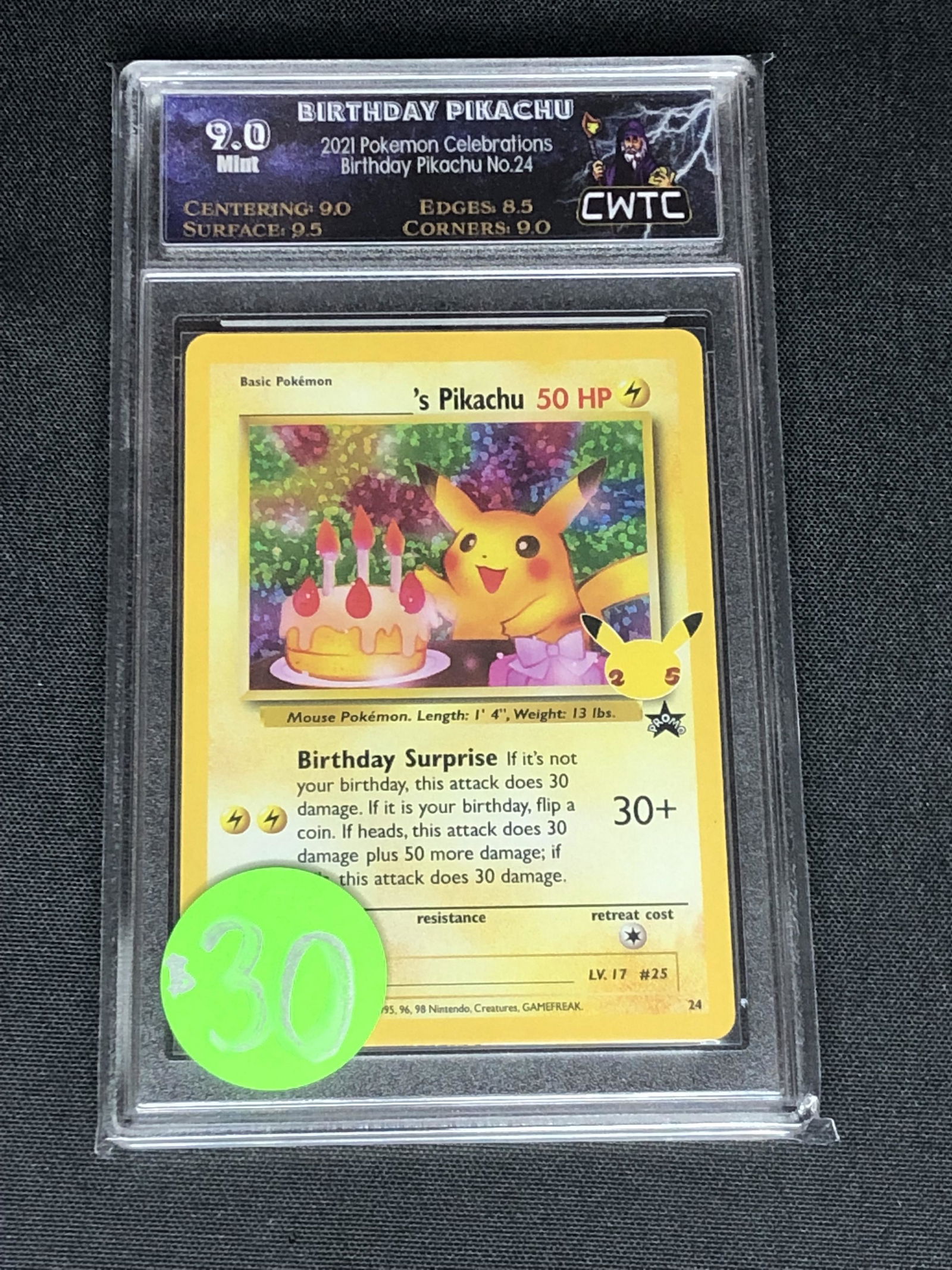 Birthday Pikachu Holo Graded CWTC 9 (1 of 1)