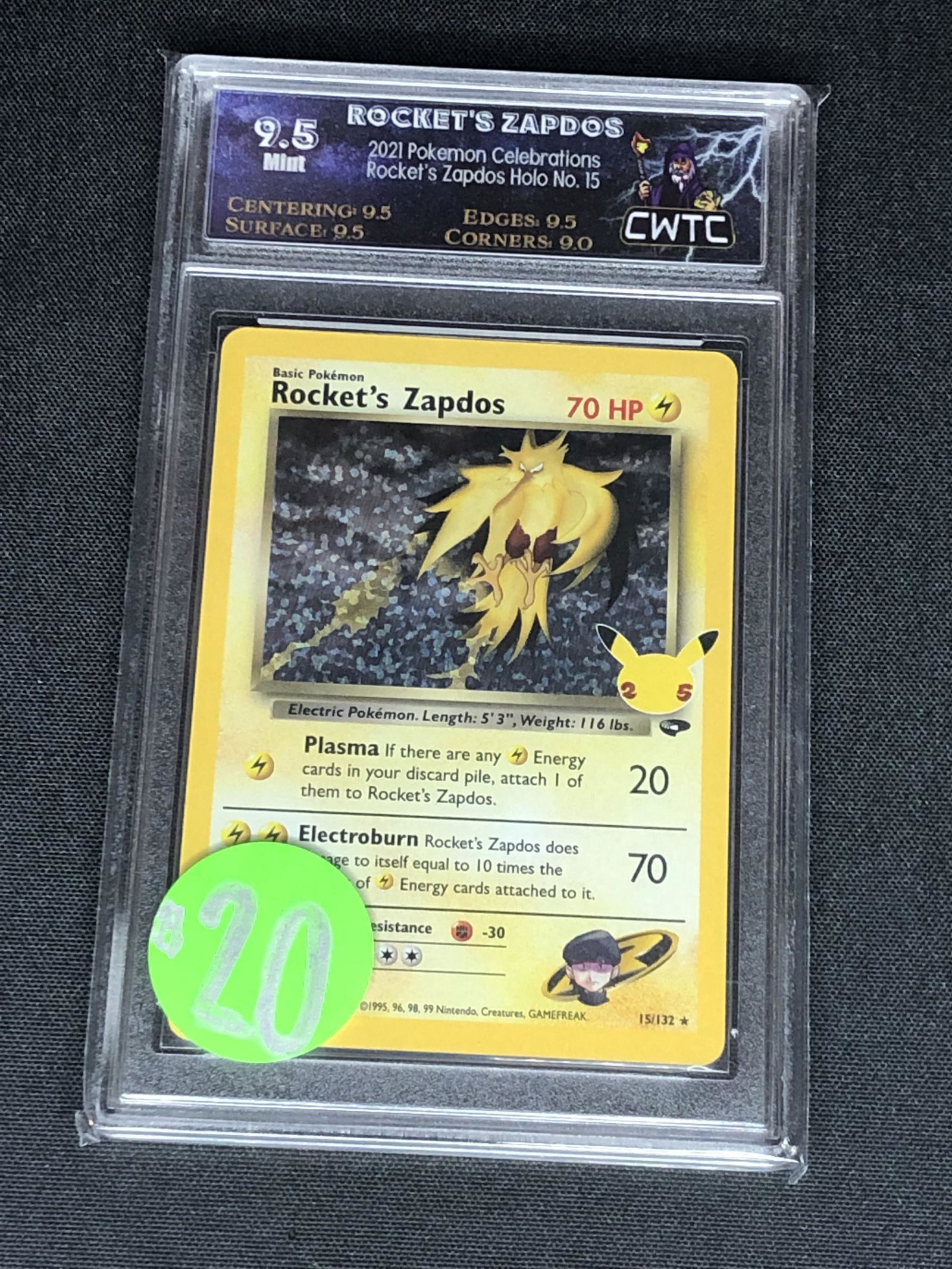 Rocket's Zapdos Holo Graded CWTC 9.5 (1 of 1)