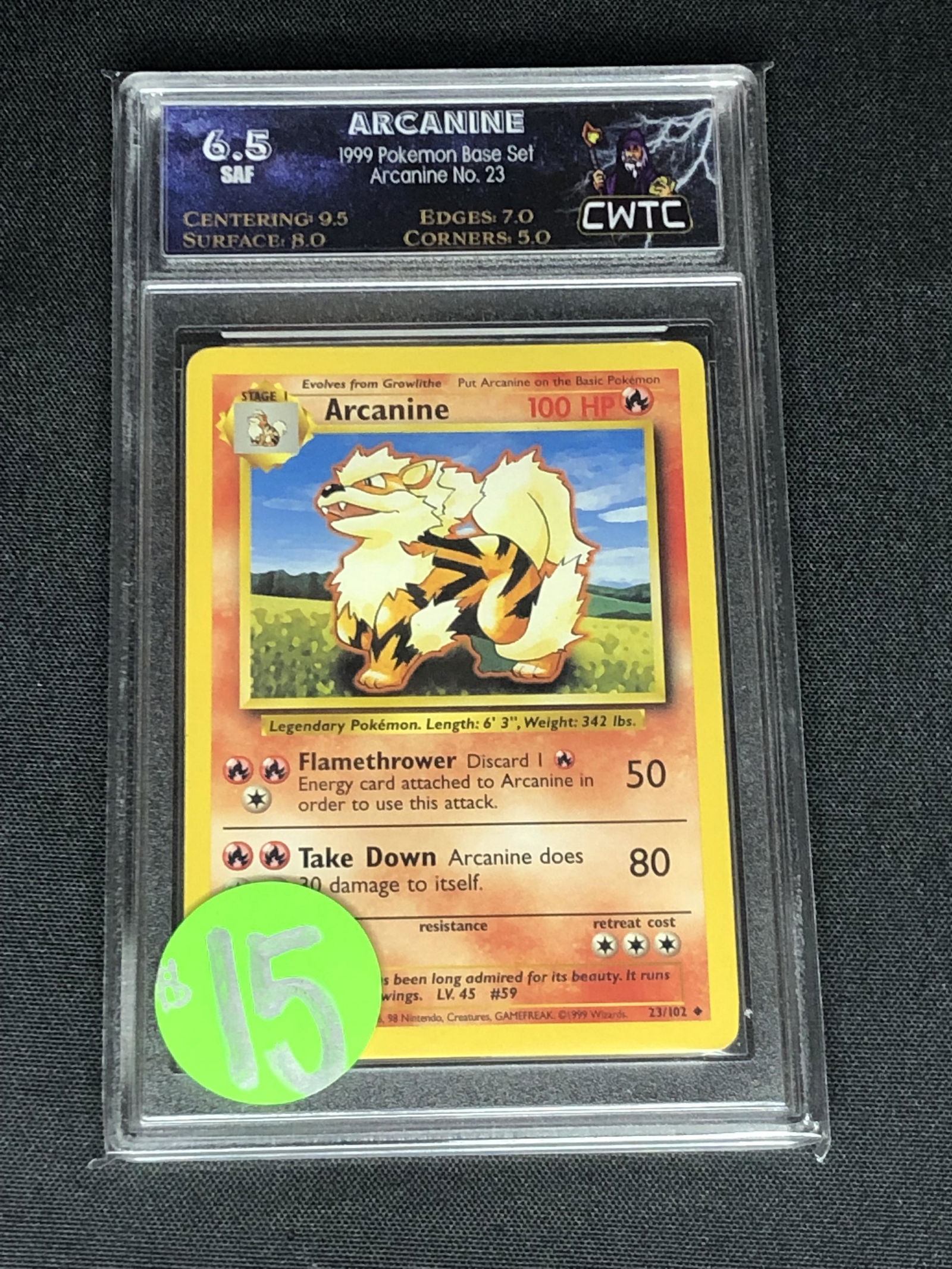 Arcanine Base Set Graded CWTC 6.5 (1 of 1)
