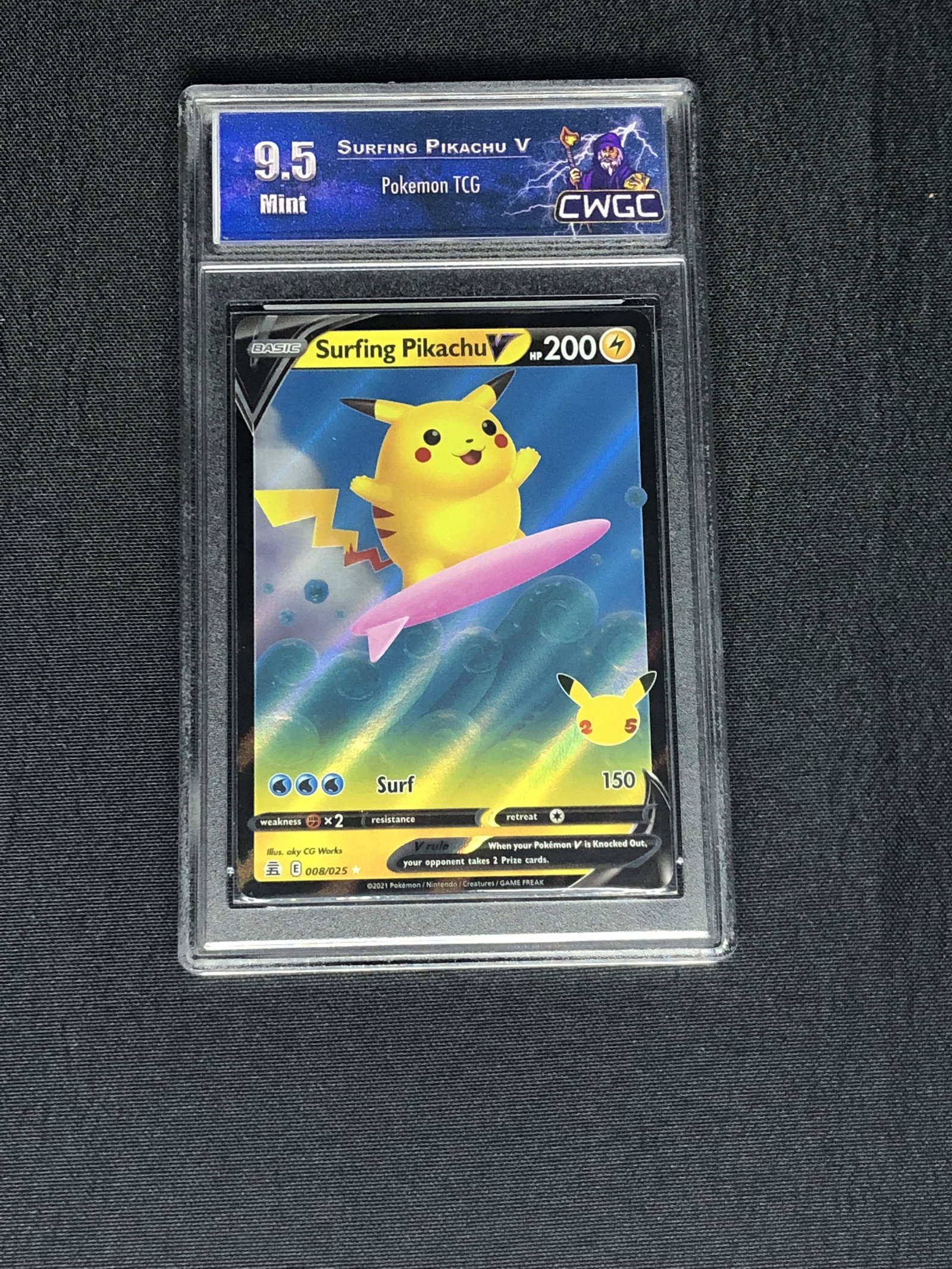 Surfing Pikachu V Graded CWGC 9.5 (1 of 1)