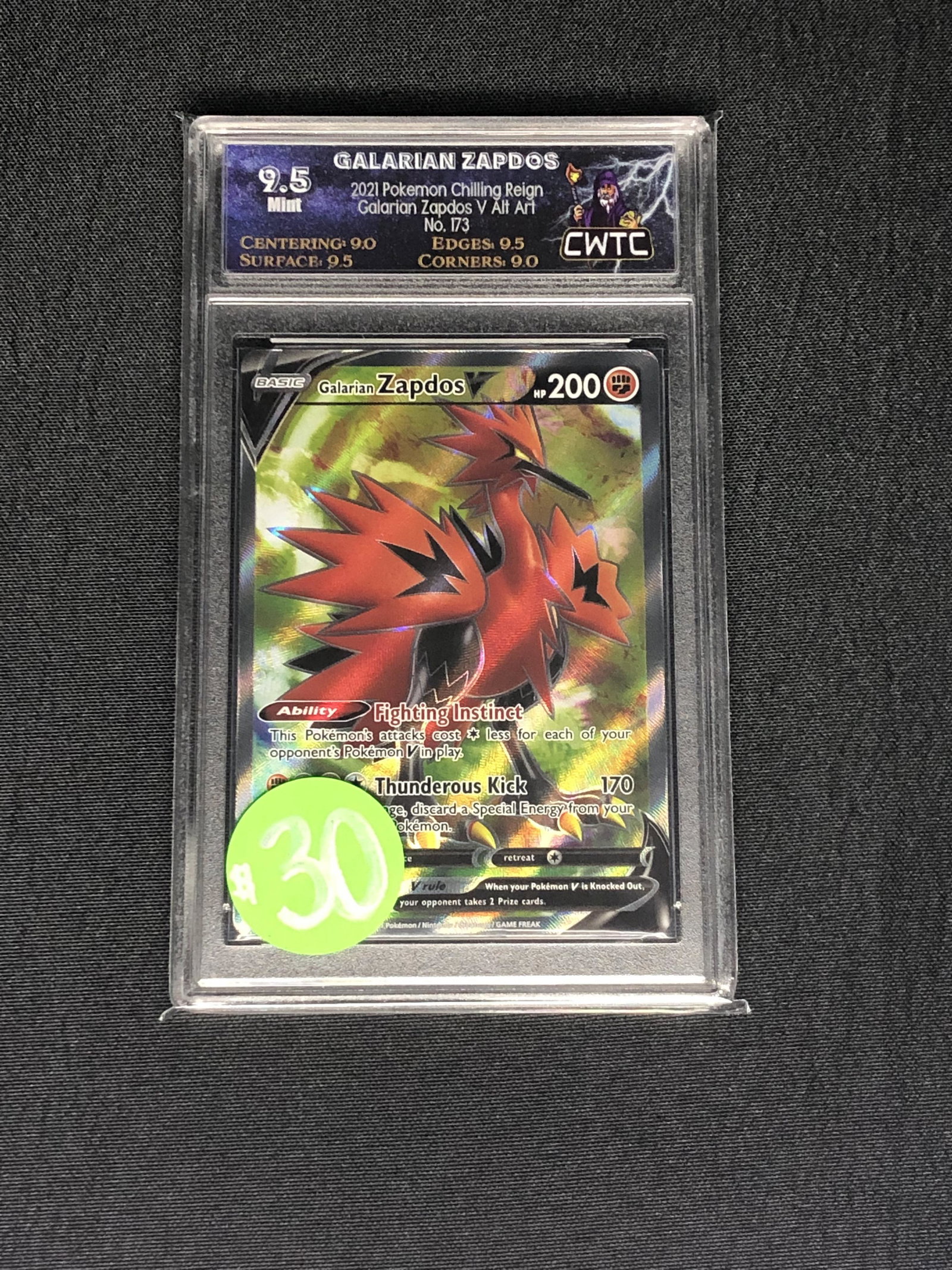 Galarian Zapdos V Full Art Graded CWTC 9.5 (1 of 1)