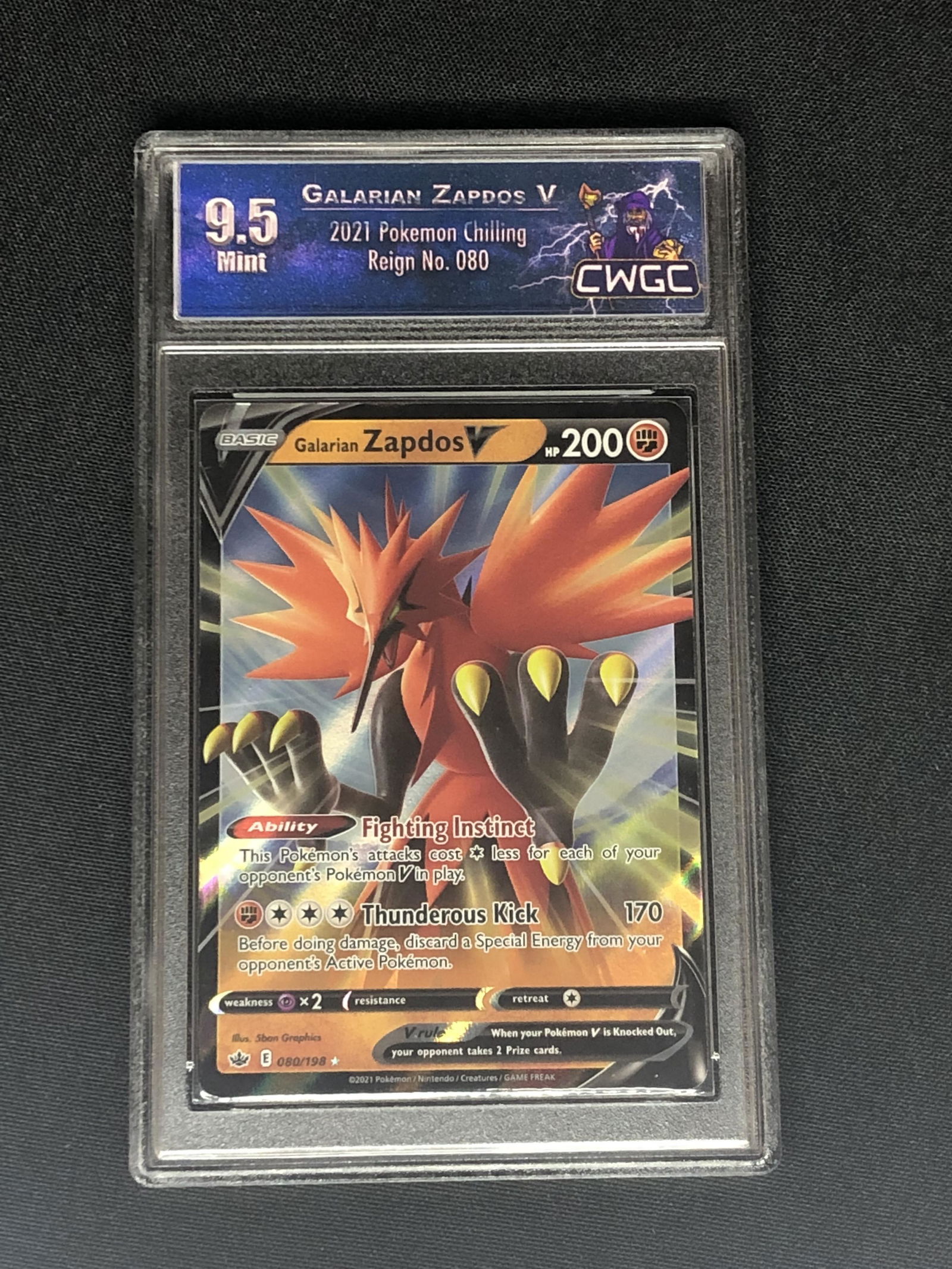 Galarian Zapdos V Pokemon Card Graded CWGC 9.5 (1 of 1)