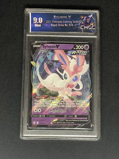 Rapid Strike Sylveon V Pokemon Card Graded CWGC 9: Rapid Strike Sylveon V Pokemon Card Graded CWGC 9