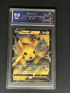 Pikachu V Pokemon Card Graded CWGC 9: Pikachu V Pokemon Card Graded CWGC 9