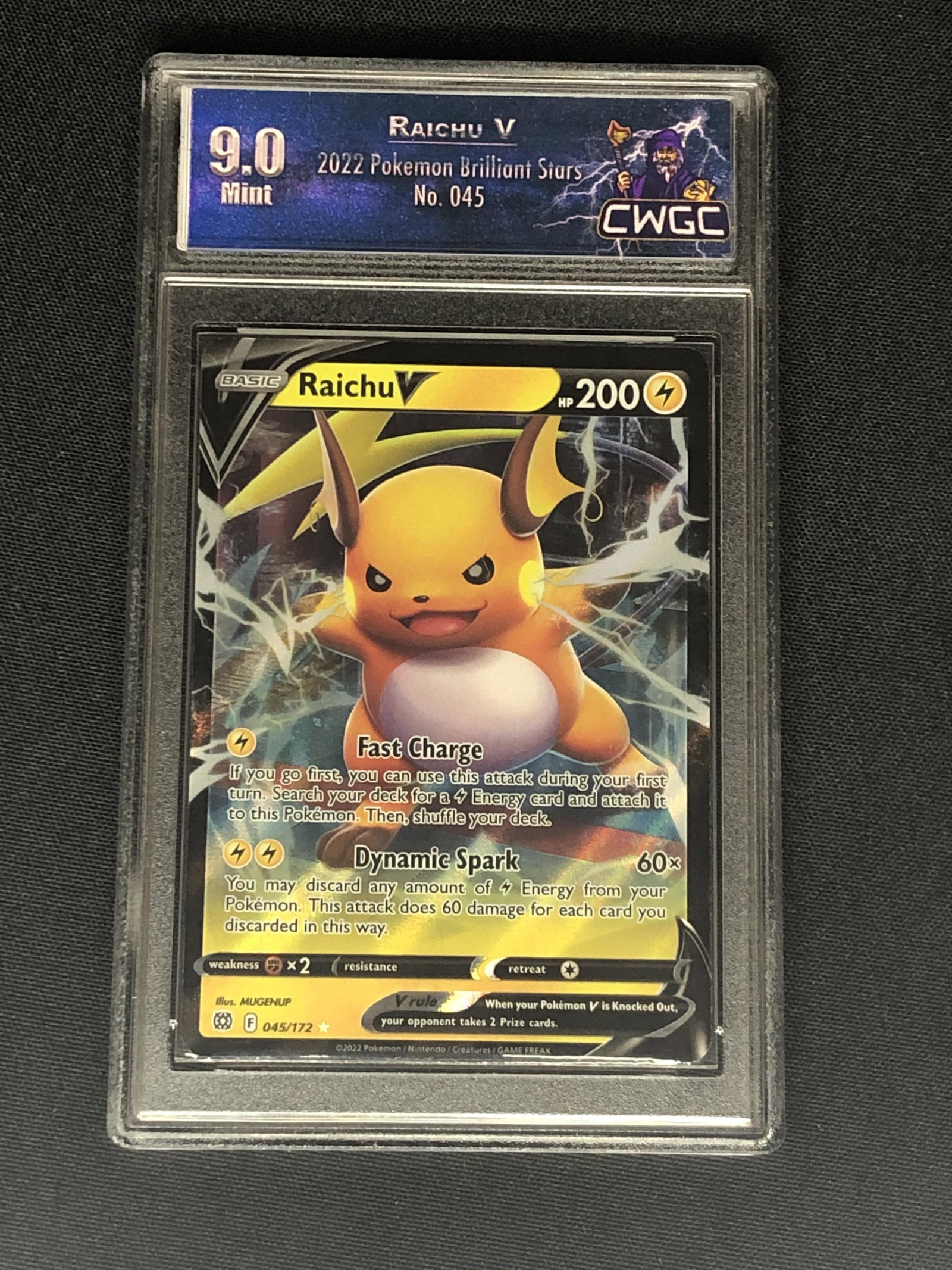 Raichu V Pokemon Card Graded CWGC 9: Raichu V Pokemon Card Graded CWGC 9