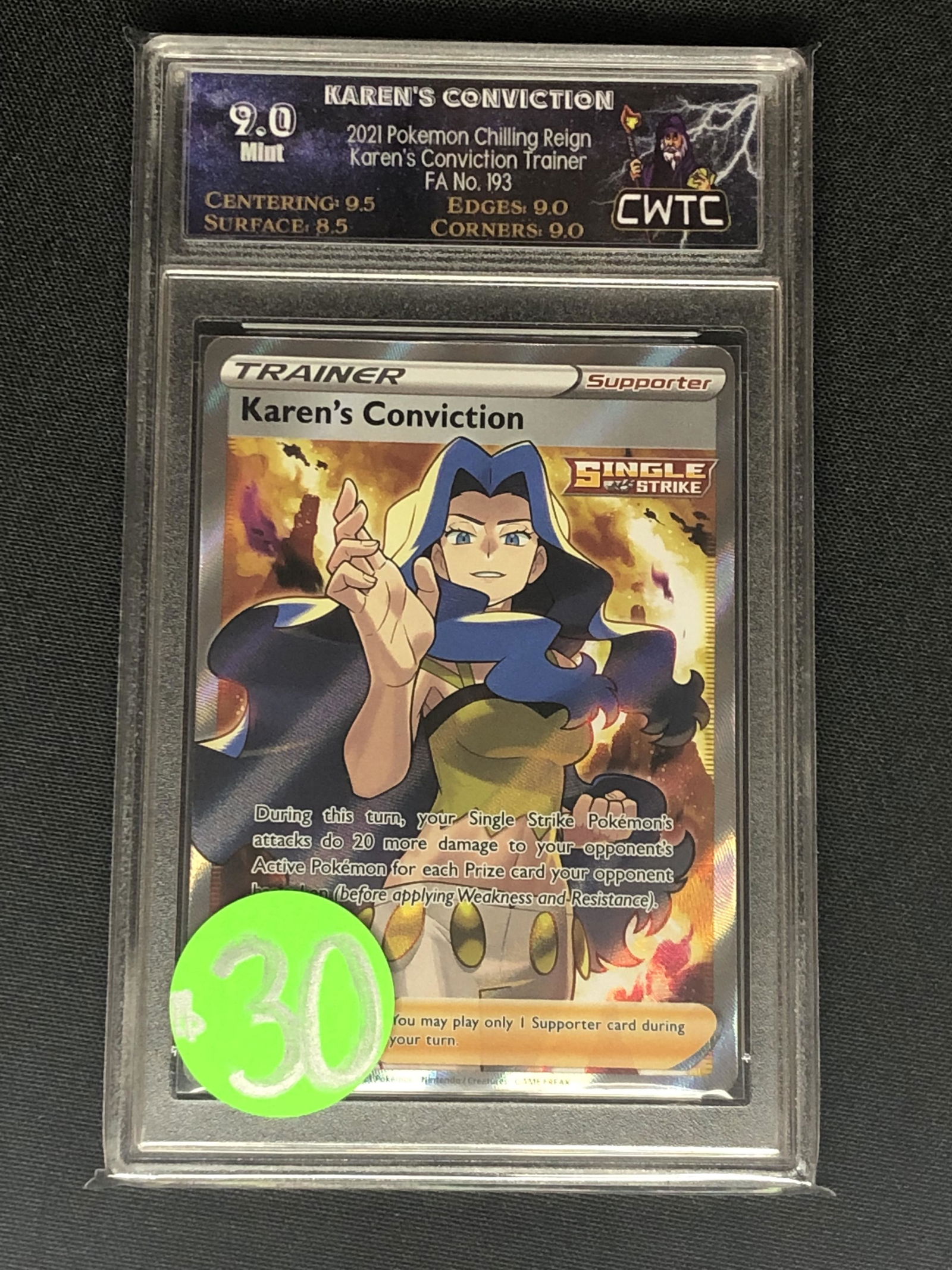 Single Strike Karen's Conviction Full Art Graded CWTC 9 (1 of 1)
