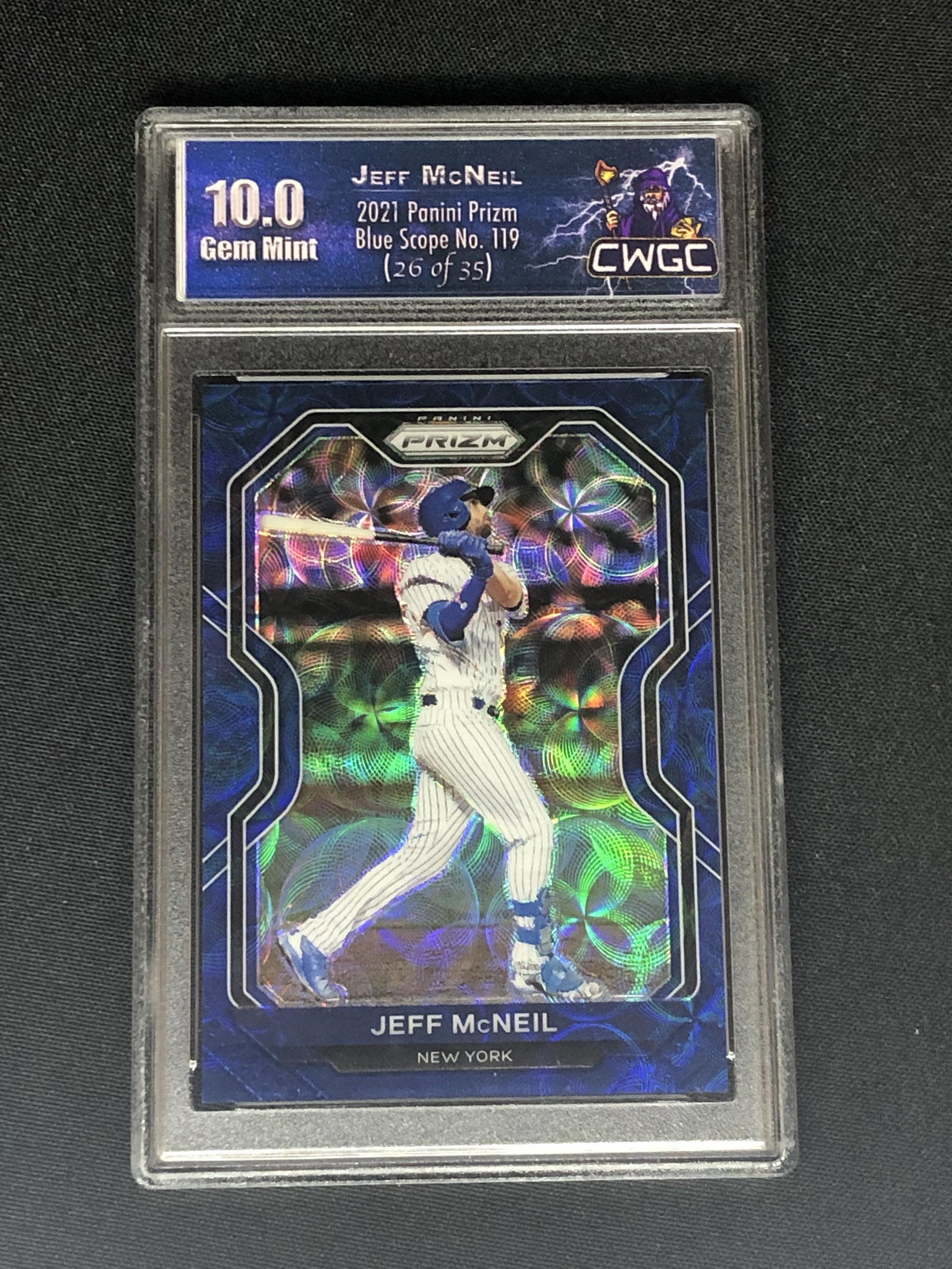 Jeff McNeil Panini Blue Scope Prizm Graded CWGC 10 (26 of 35): Jeff McNeil Panini Blue Scope Prizm Graded CWGC 10 (26 of 35)