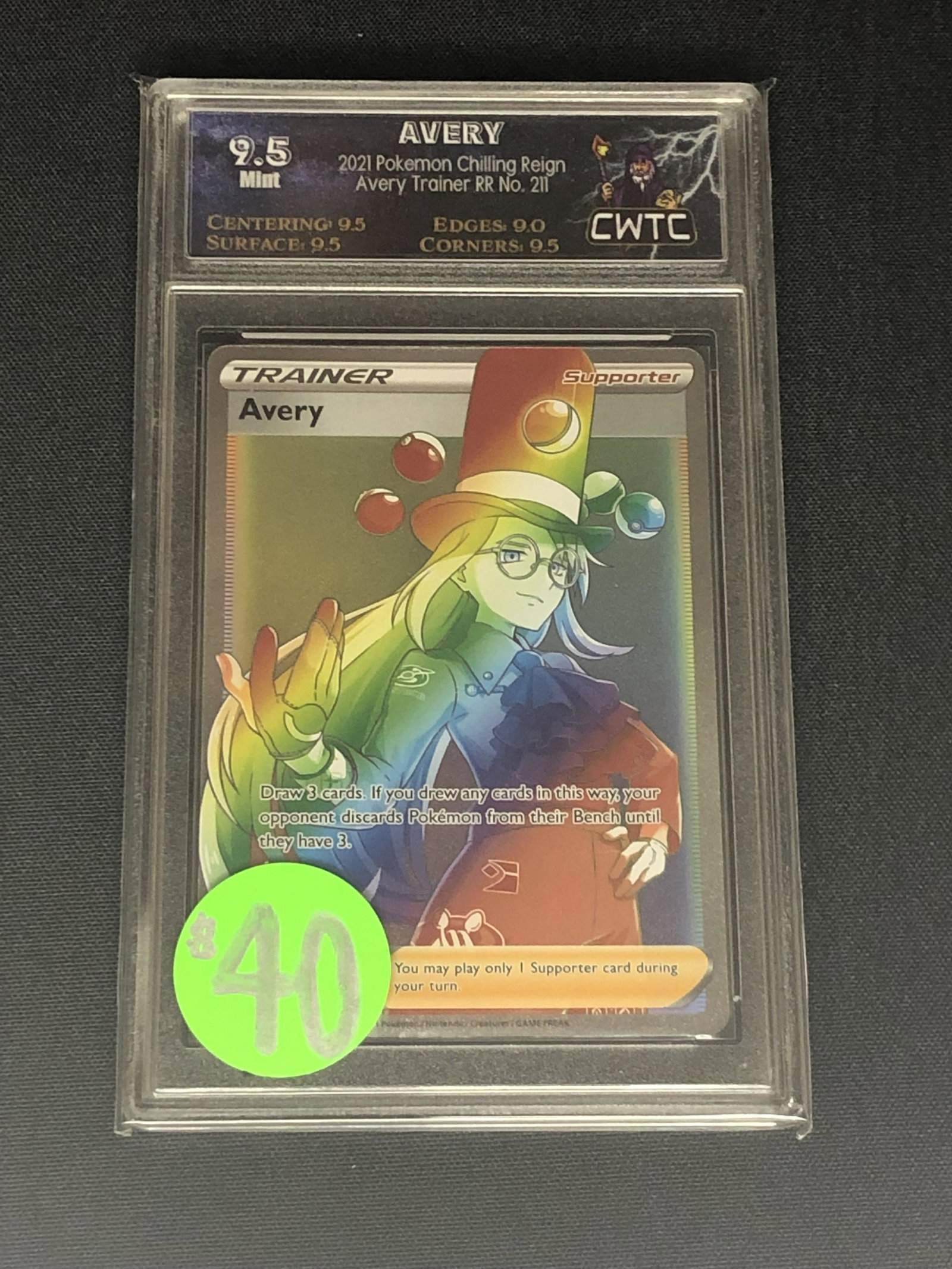 Avery Full Art Secret Rare Graded CWTC 9.5: Avery Full Art Secret Rare Graded CWTC 9.5