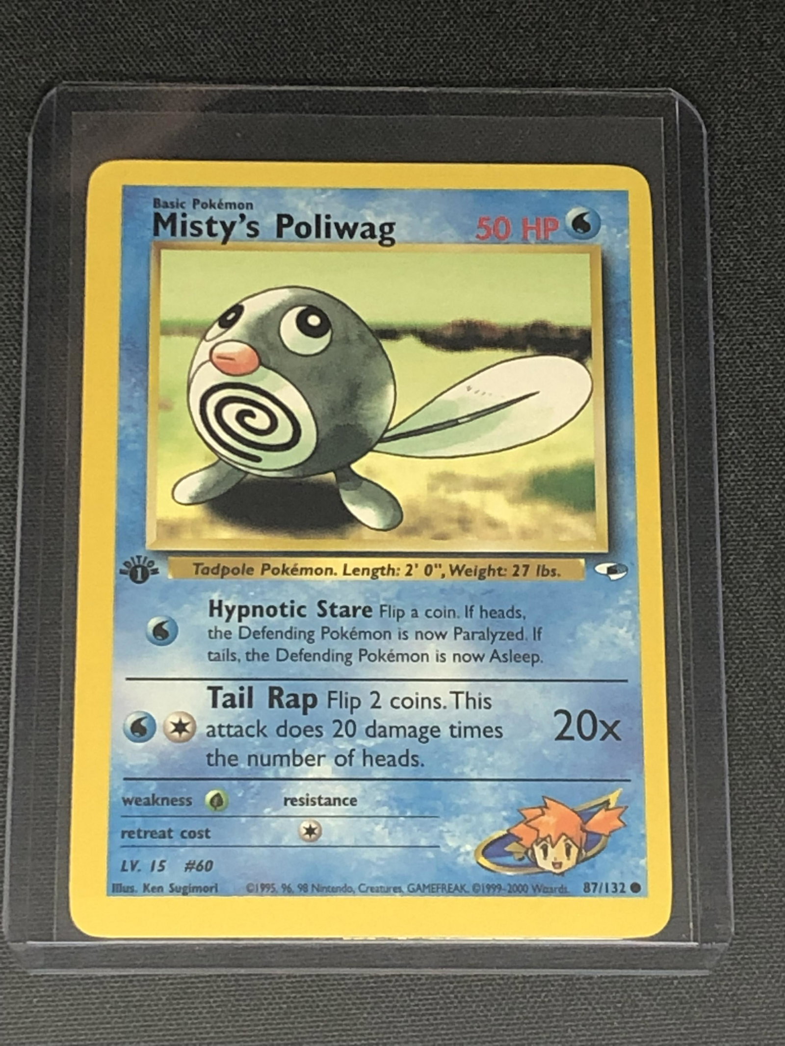 Vintage 1st Edition Gym Heroes Misty's Poliwag Pokemon Card