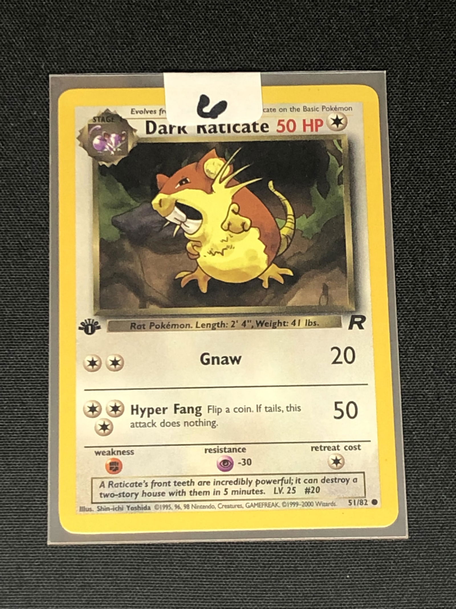 Vintage 1st Edition Team Rocket's Dark Raticate Pokemon Card: Vintage 1st Edition Team Rocket's Dark Raticate Pokemon Card