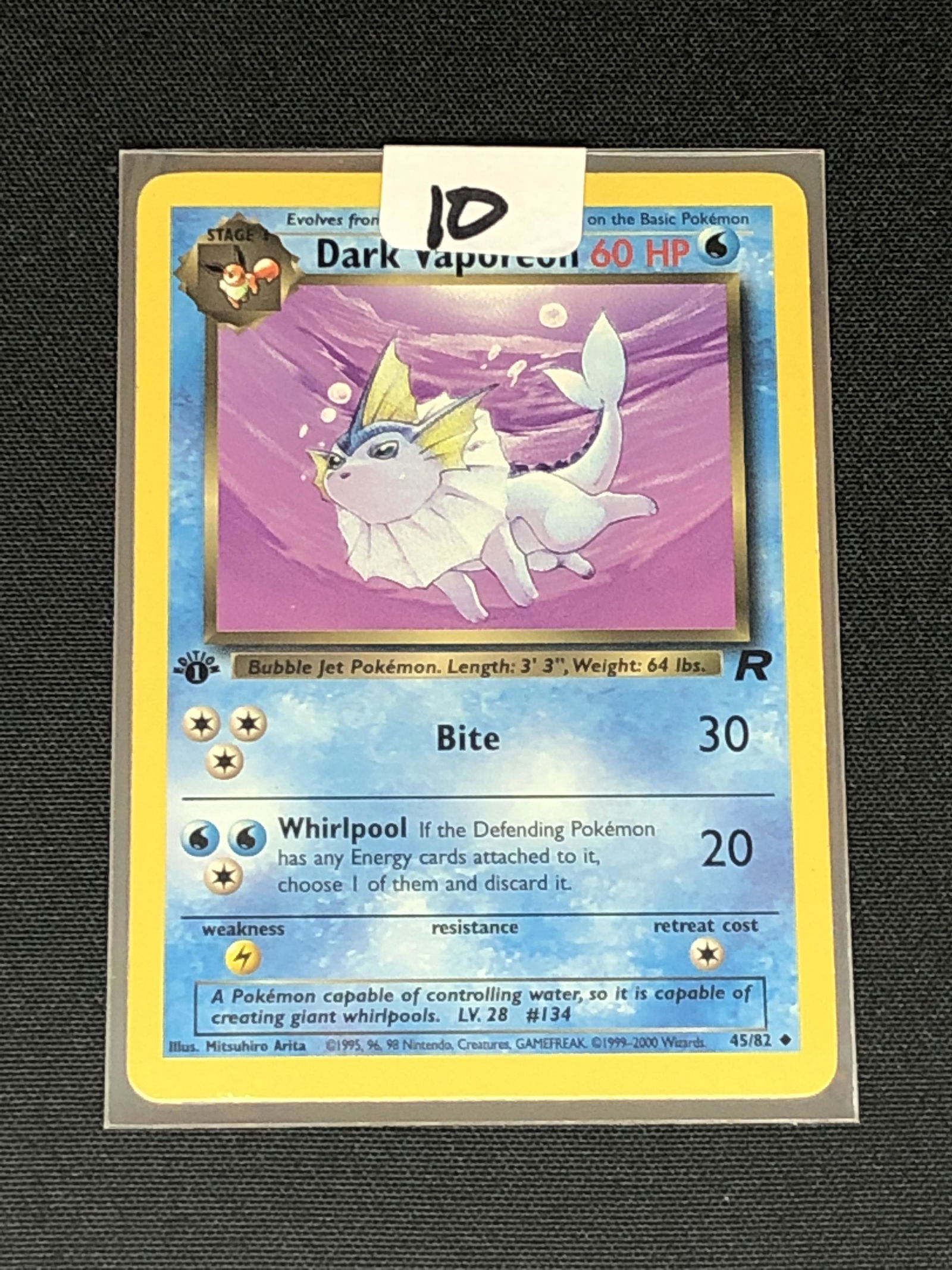 Vintage 1st Edition Team rocket's Dark Vaporeon Pokemon card: Vintage 1st Edition Team rocket's Dark Vaporeon Pokemon card